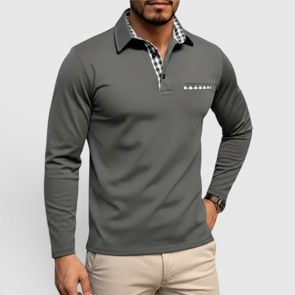 Ellmont London | Men's Breathable Cotton Blend Button Up Longsleeve Polo