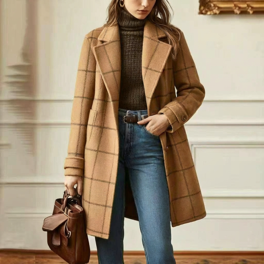 Women's Wool Check Coat