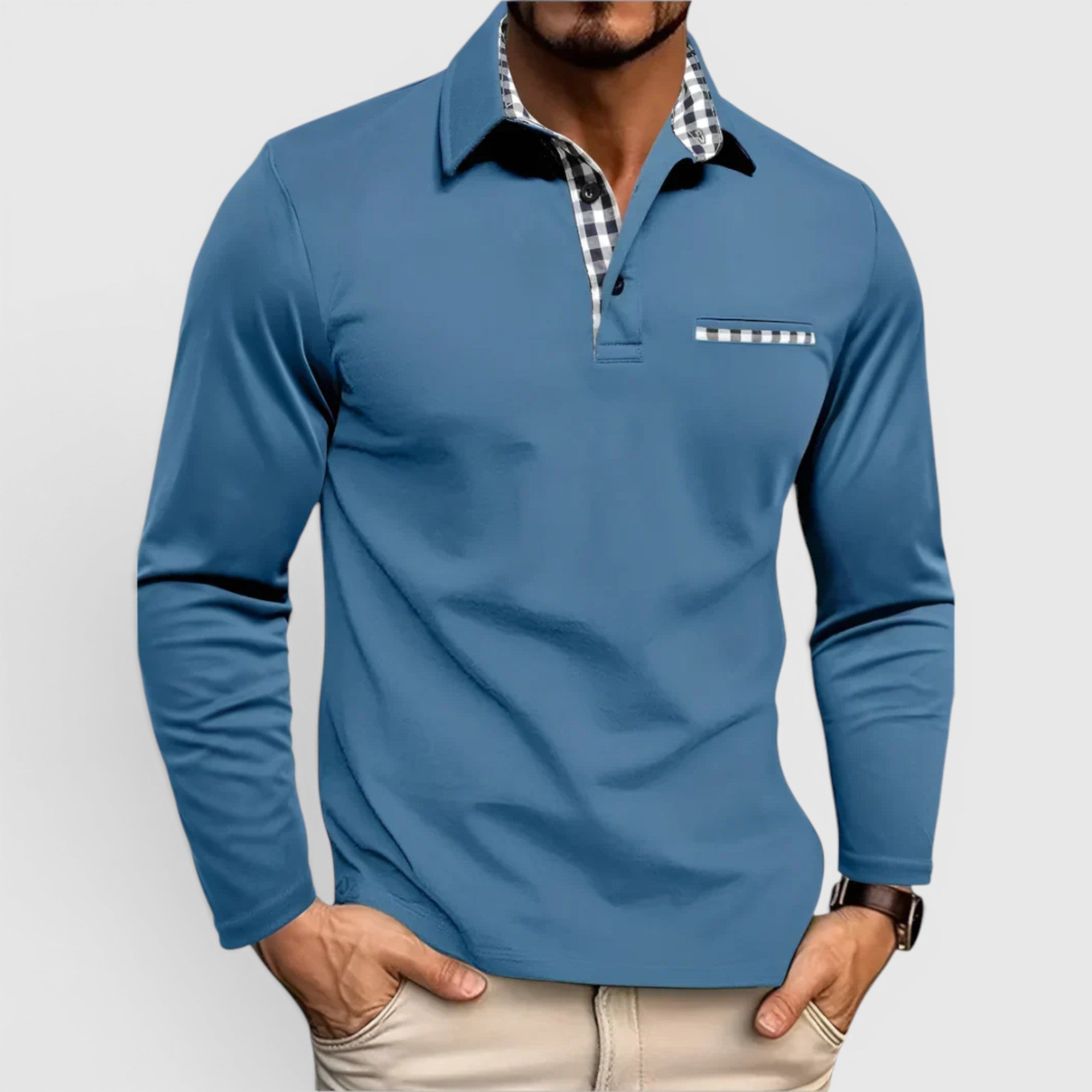 Ellmont London | Men's Breathable Cotton Blend Button Up Longsleeve Polo
