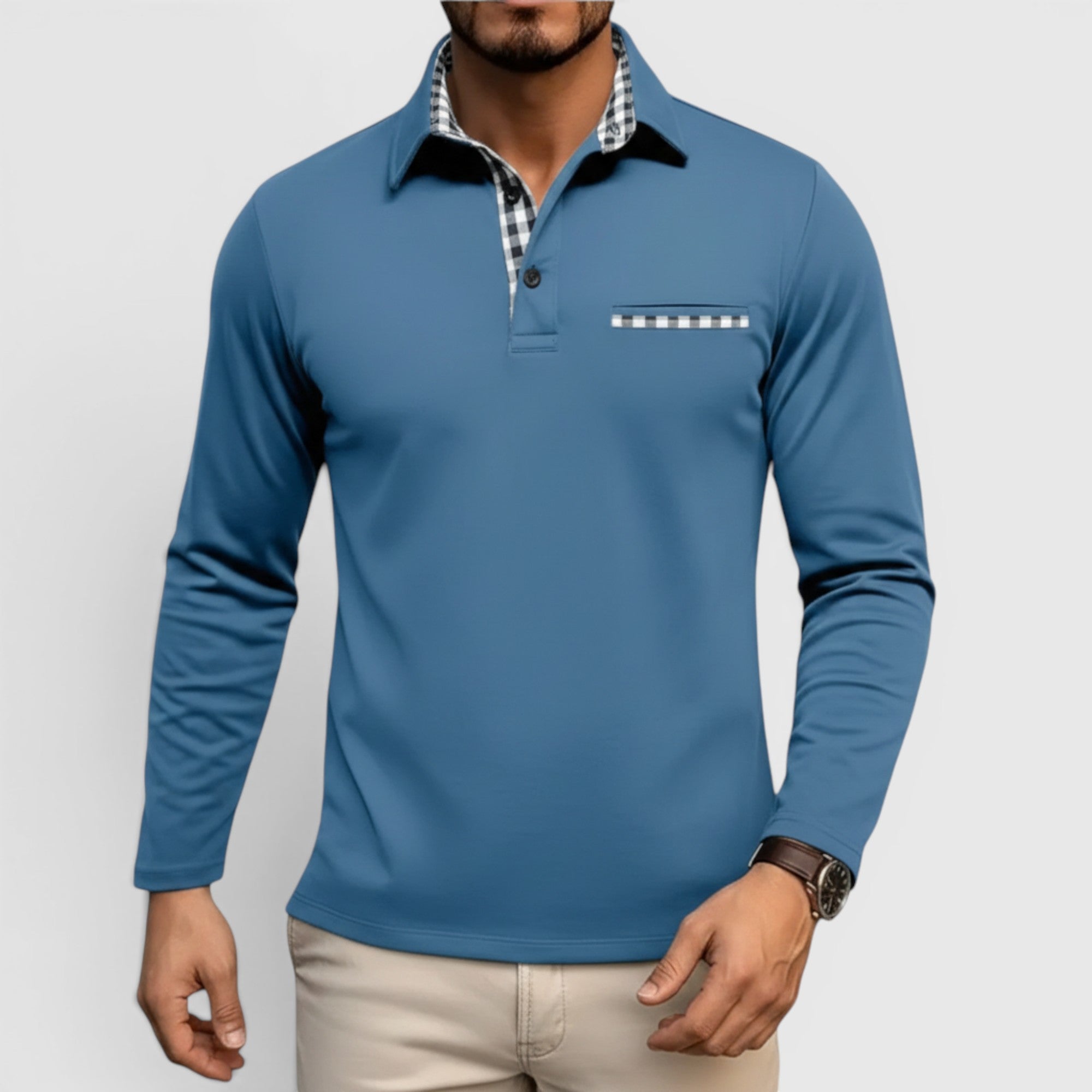 Ellmont London | Men's Breathable Cotton Blend Button Up Longsleeve Polo