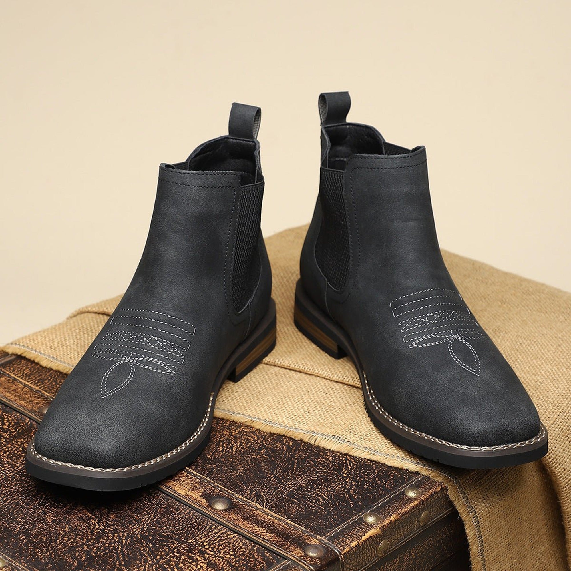 Theo 2 | Men's Western-Style Chelsea Slip-On Ankle Boots - Midnight
