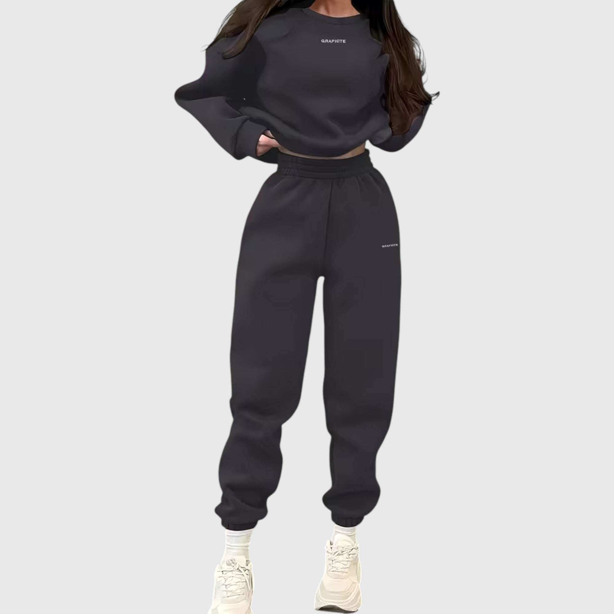 Hazel | Women's Loose Fit Embroidered Tracksuit Two-Piece Lounge Set