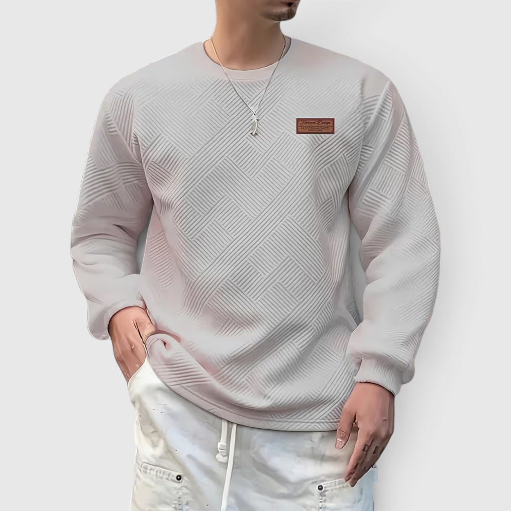 Nathan | Men's Casual Jacquard Sweatshirt – Long Sleeve Crew Neck Sweater