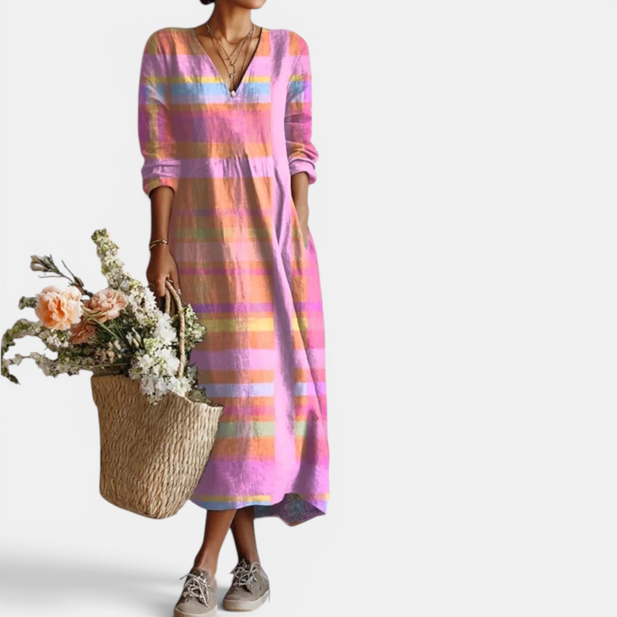 Ellmont London | Women's Linen Midi Blend Dress Breathable For Summer Wear