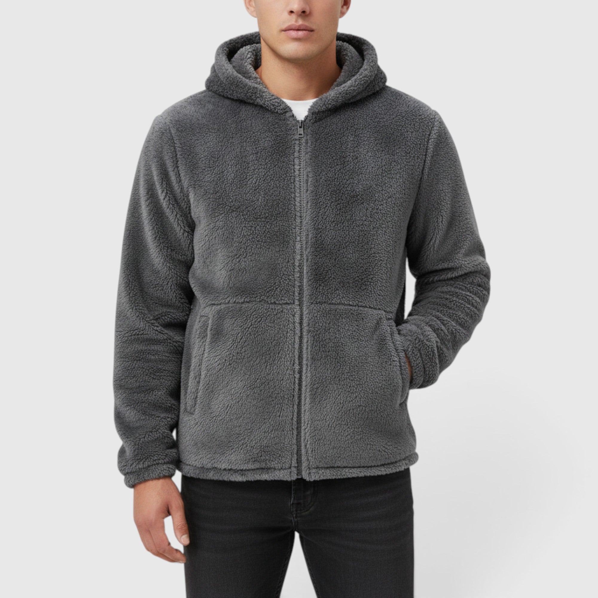 Jasper | Men's Warm Zip Up Teddy Jacket – Hooded Plus Size Outerwear