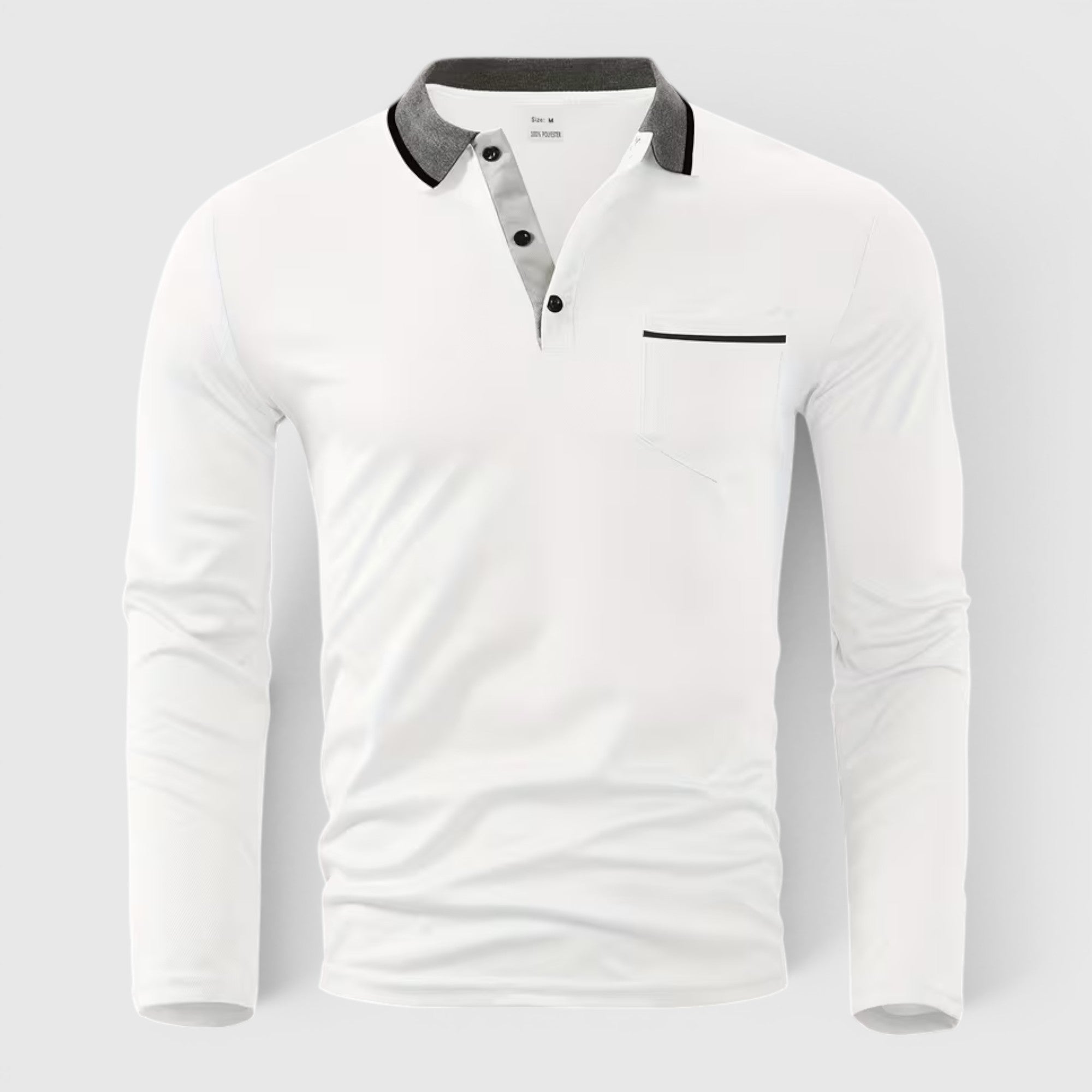 Ellmont London | Men's Long Sleeve Polo Shirt Contrast Collar Regular Fit Button Up