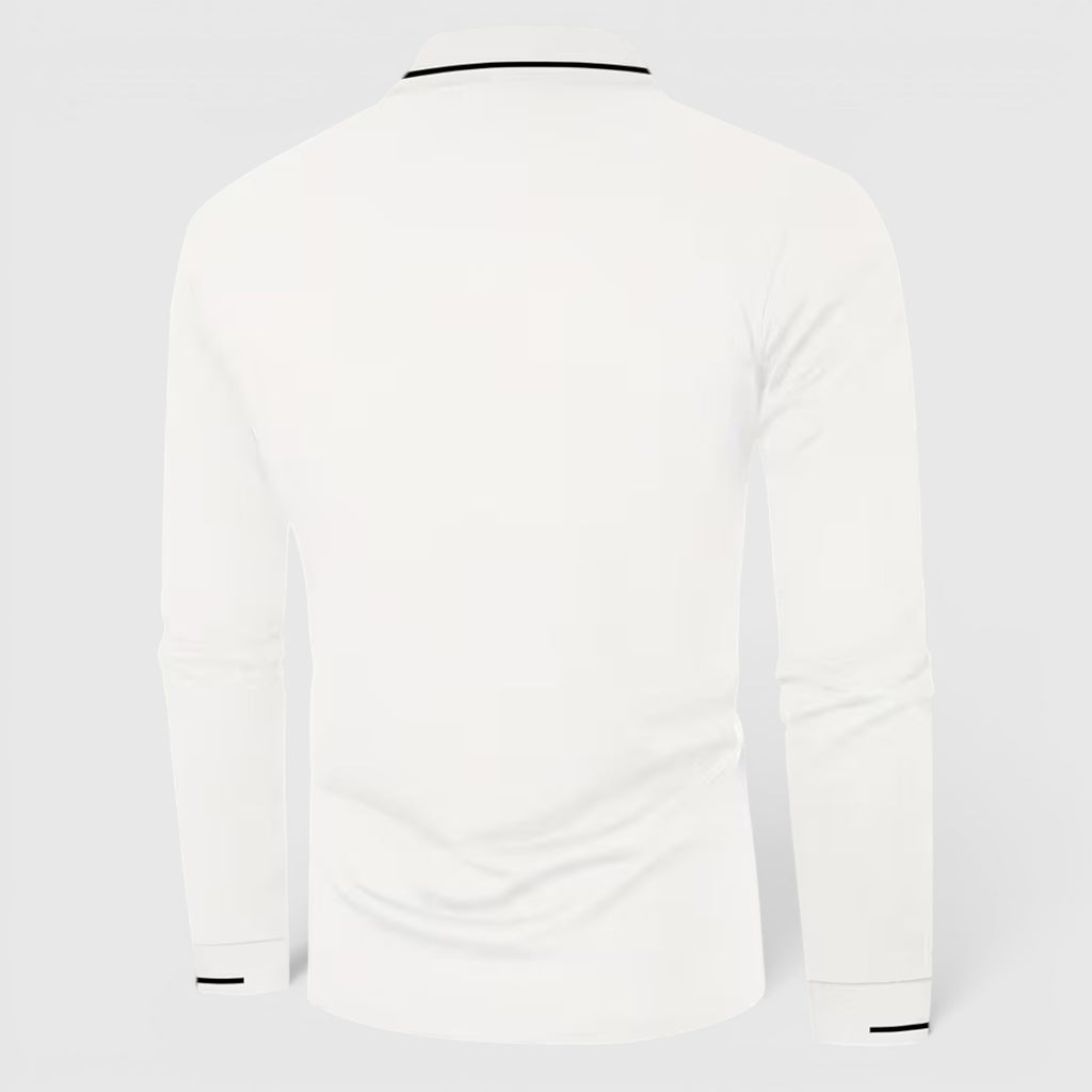 Isaac | Men's Casual Polo Shirt Long Sleeve Rib-Knit Everyday Wear