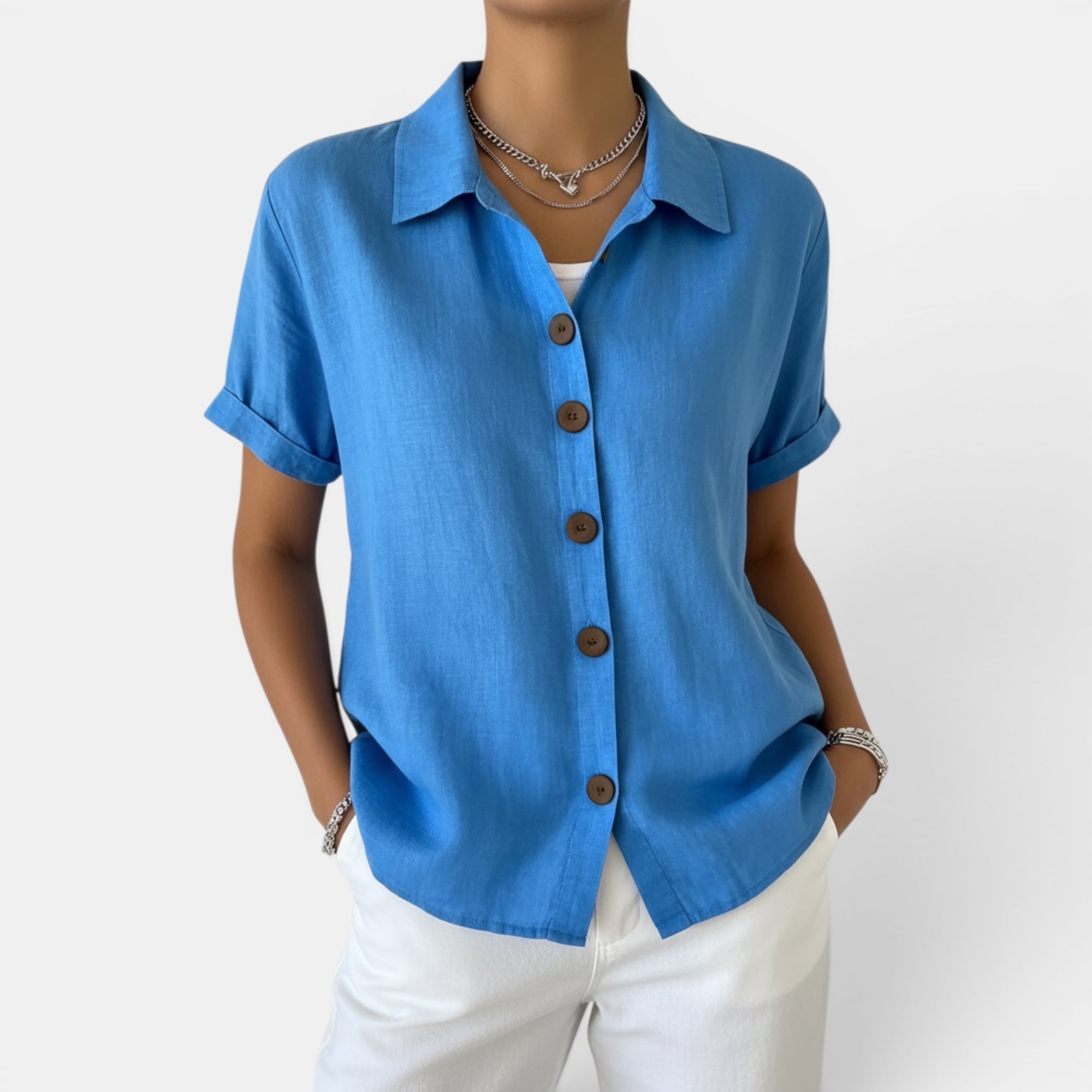 Ellmont London | Women's Casual Button Front Top Lightweight Style