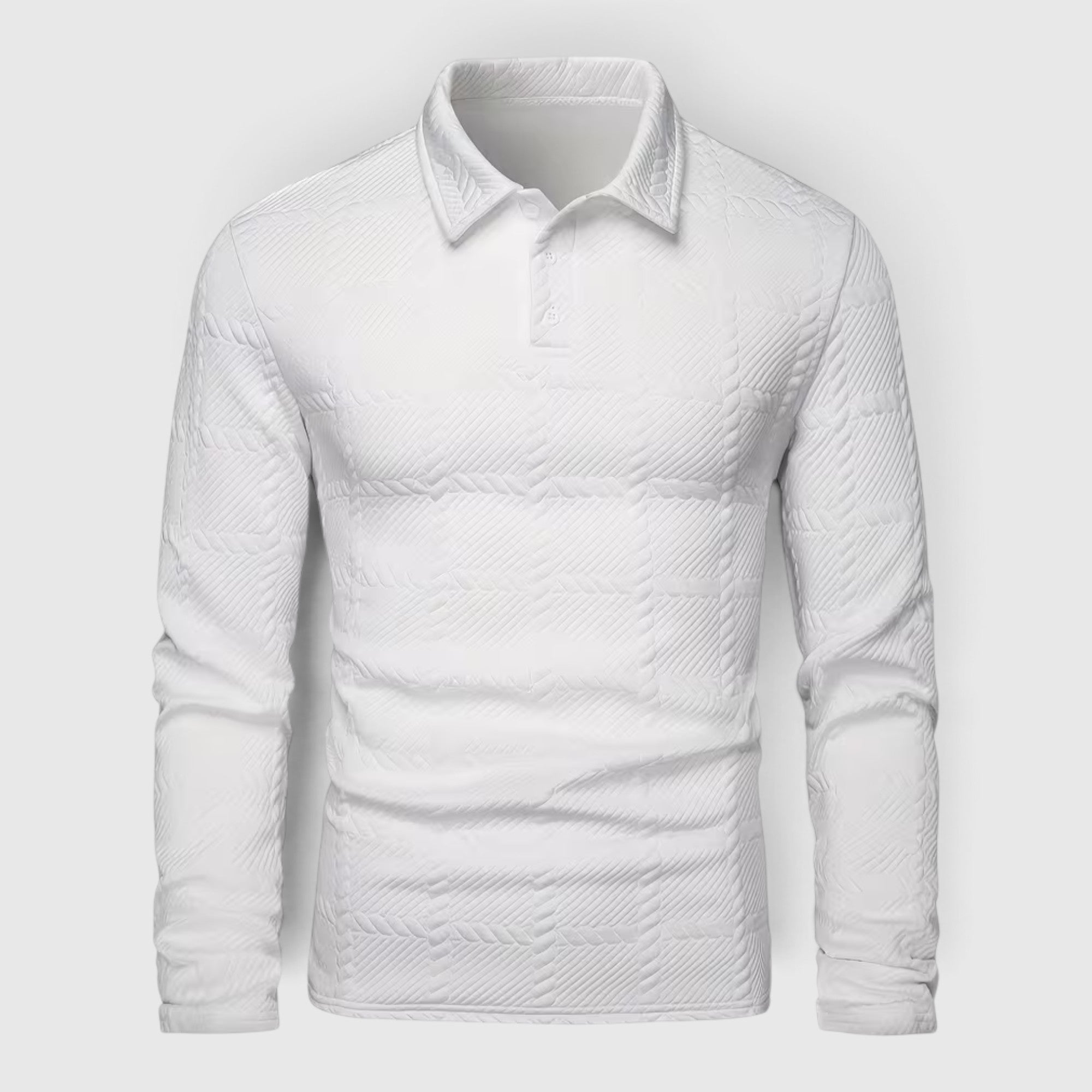 Lewis | Men's Textured Polo Shirt Casual Knit Long Sleeve for Daily Wear