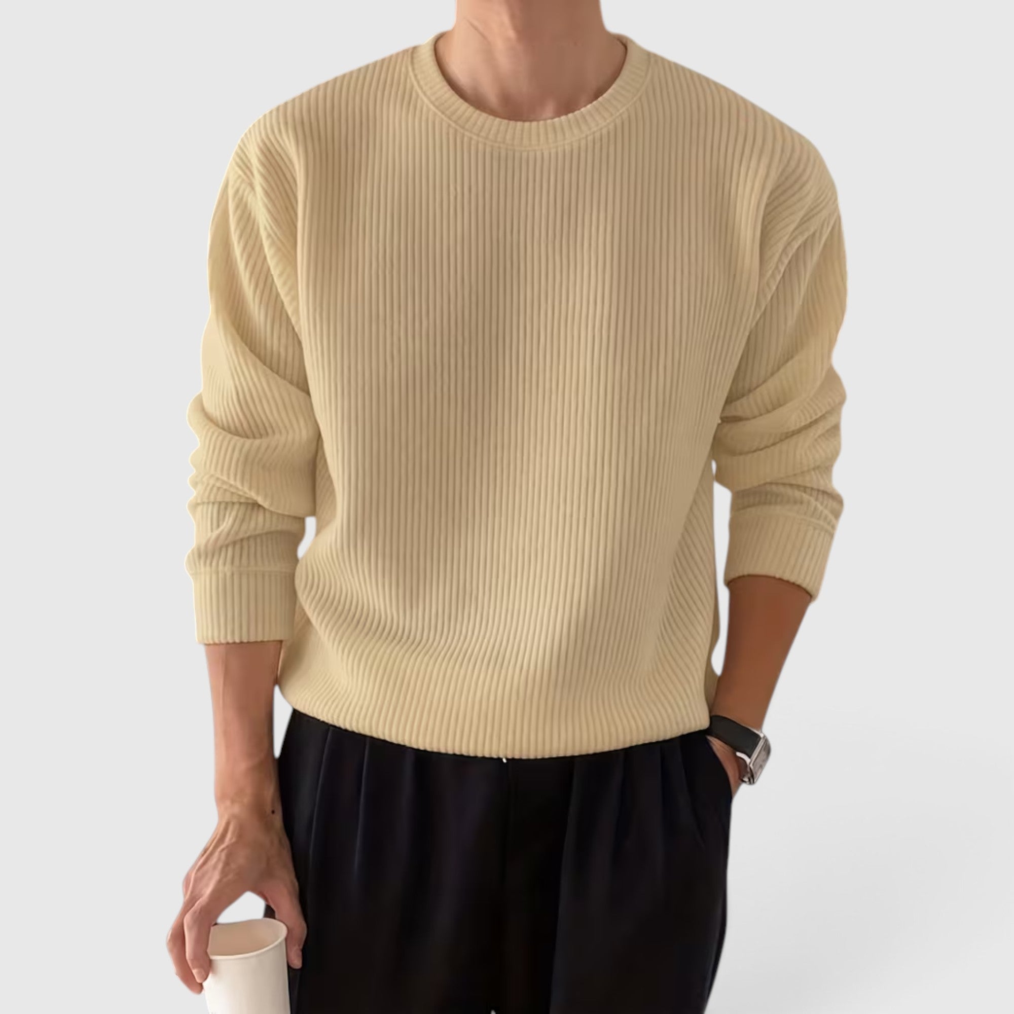 Liam | Men's Crewneck Sweater Loose Fit Everyday Knit Sweatshirt