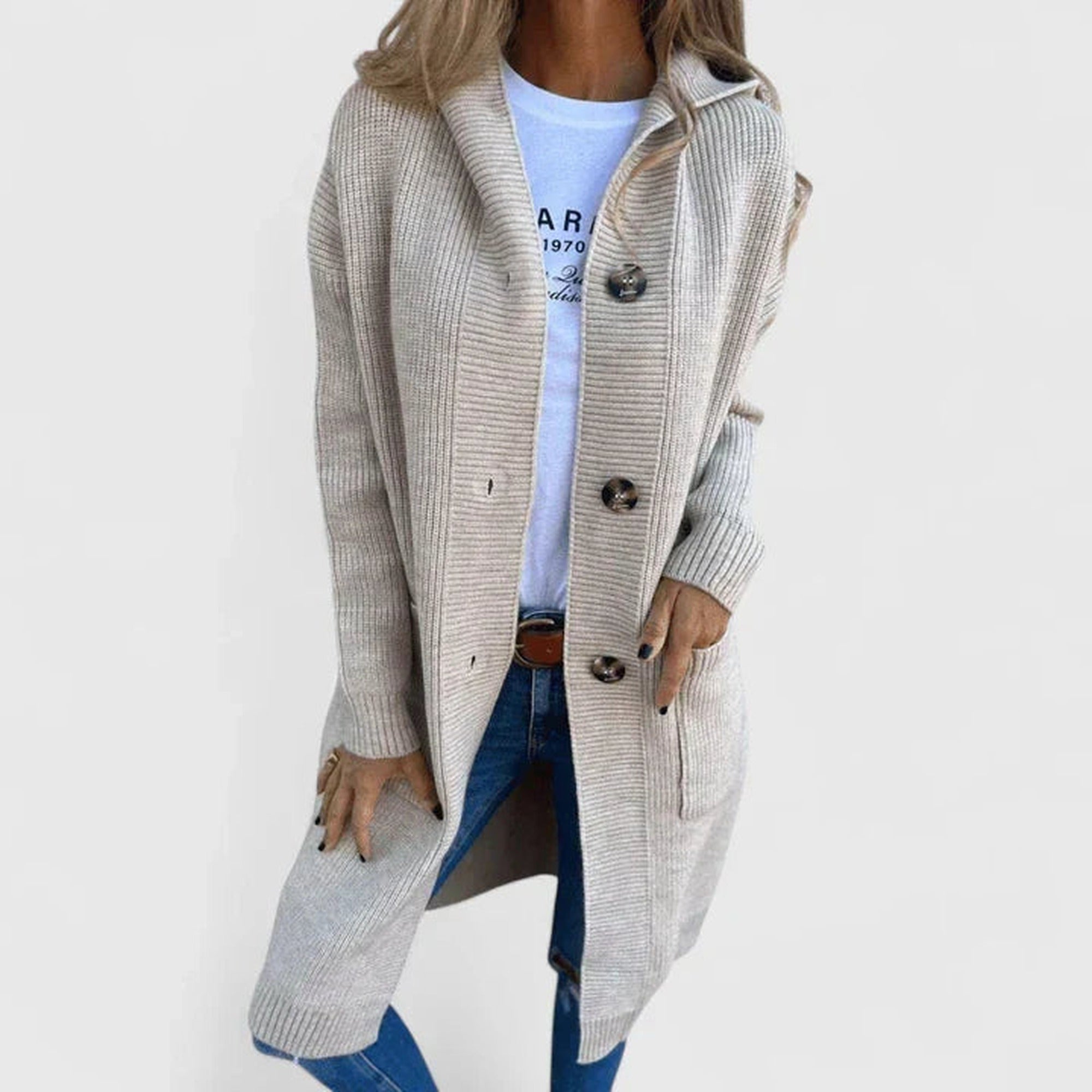 Leila | Elegant Cardigan - Beige