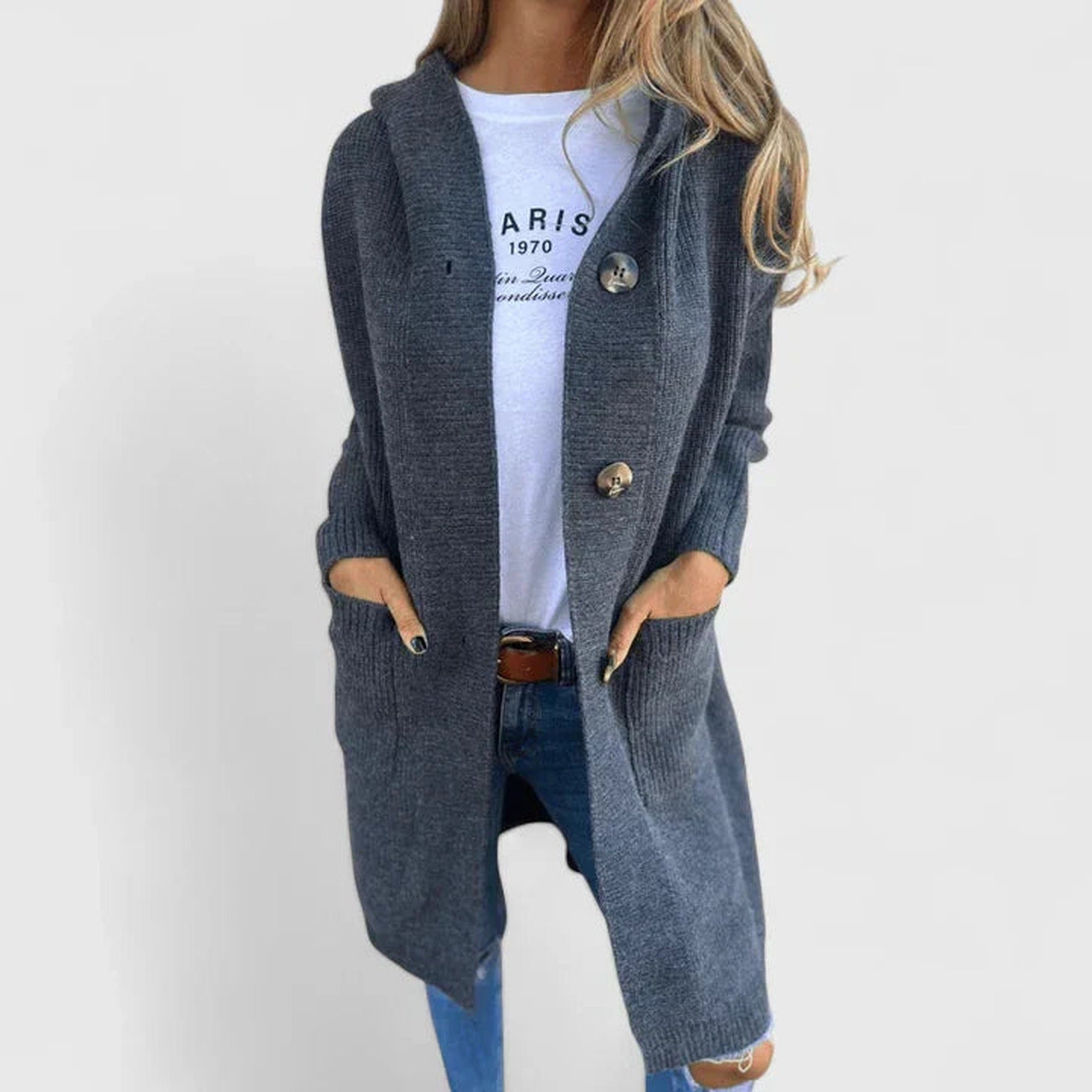 Leila | Elegant Cardigan - Gray