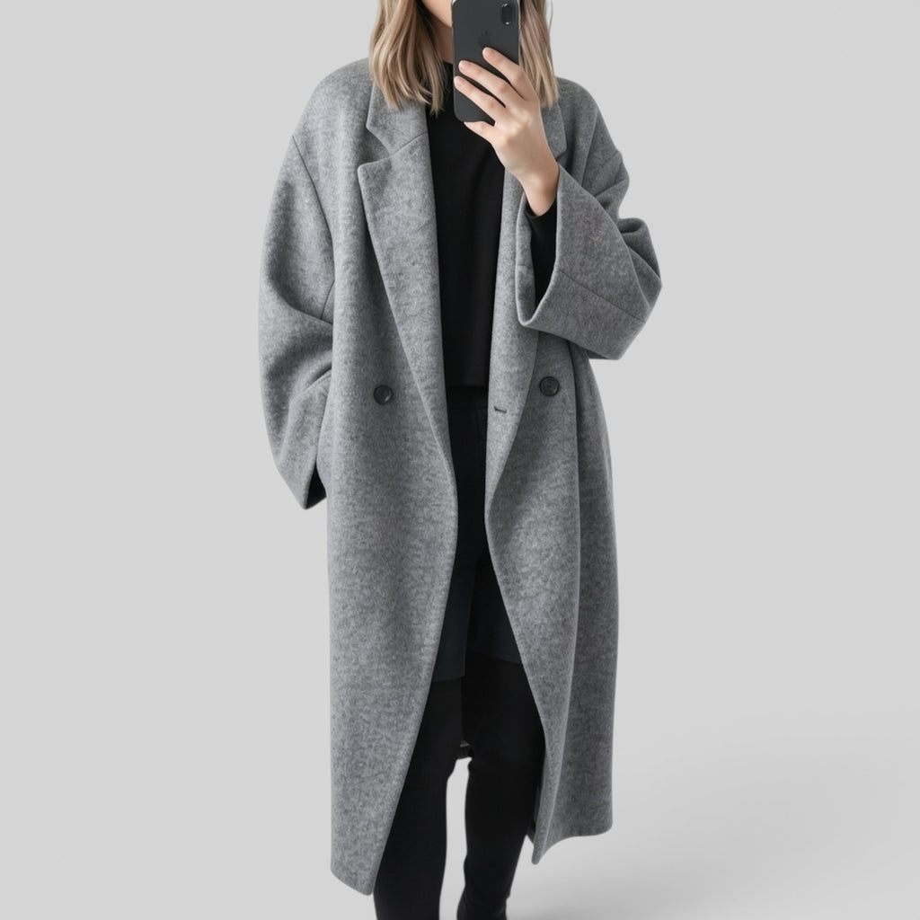 Ellmont London | Women's Trench Coat Long Oversized Warm Button-Up Coat