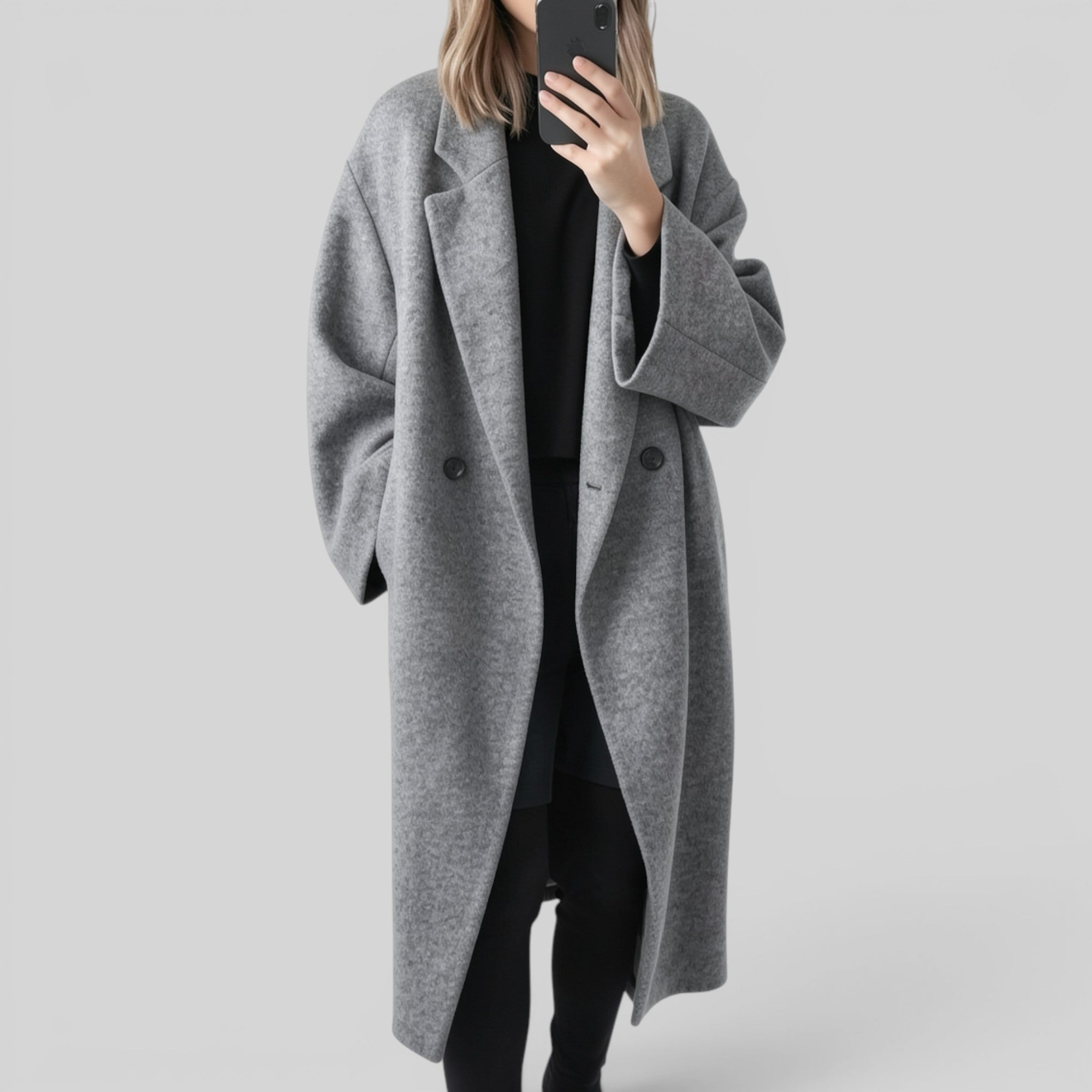 Ellmont London | Women's Trench Coat Long Oversized Warm Button-Up Coat