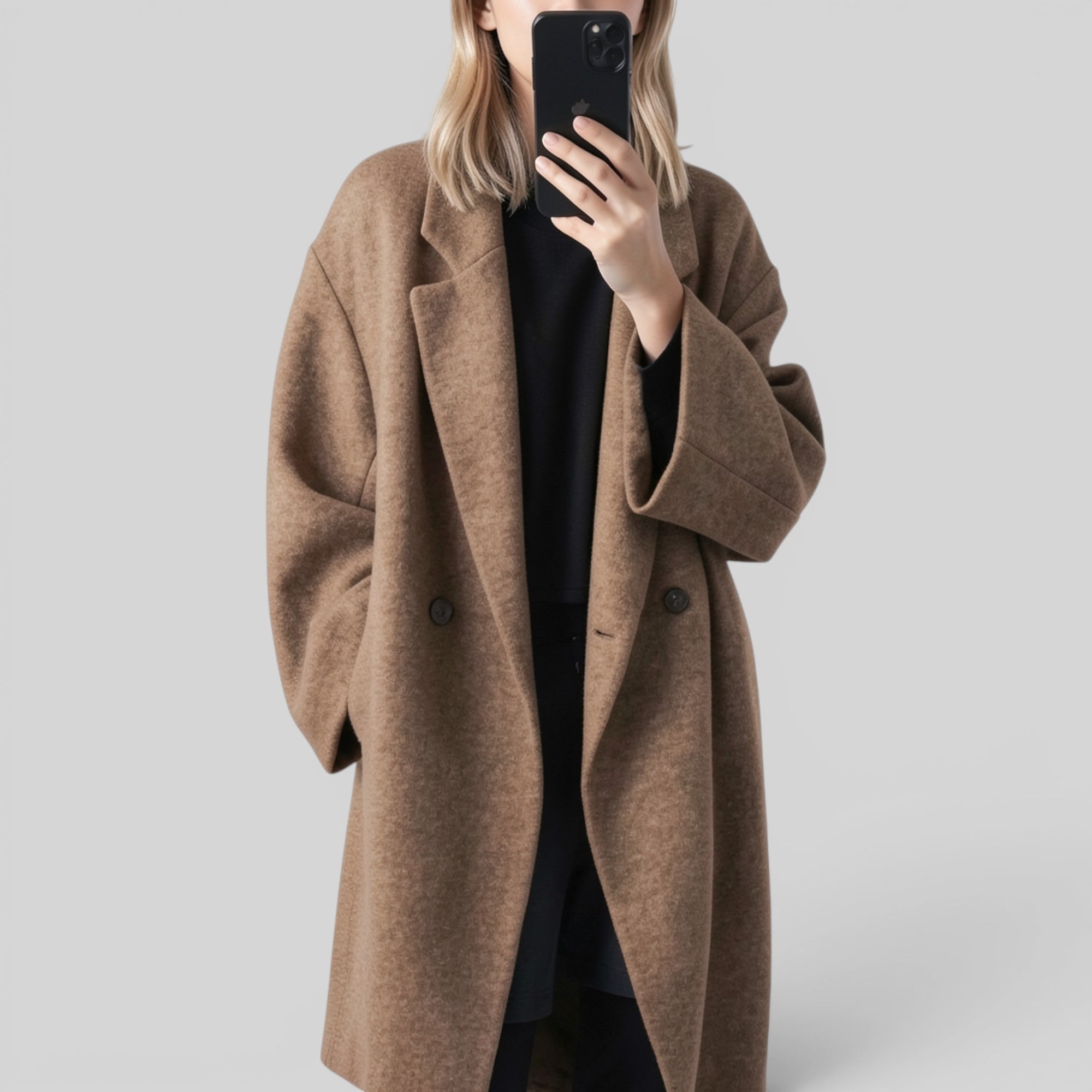 Ellmont London | Women's Trench Coat Long Oversized Warm Button-Up Coat