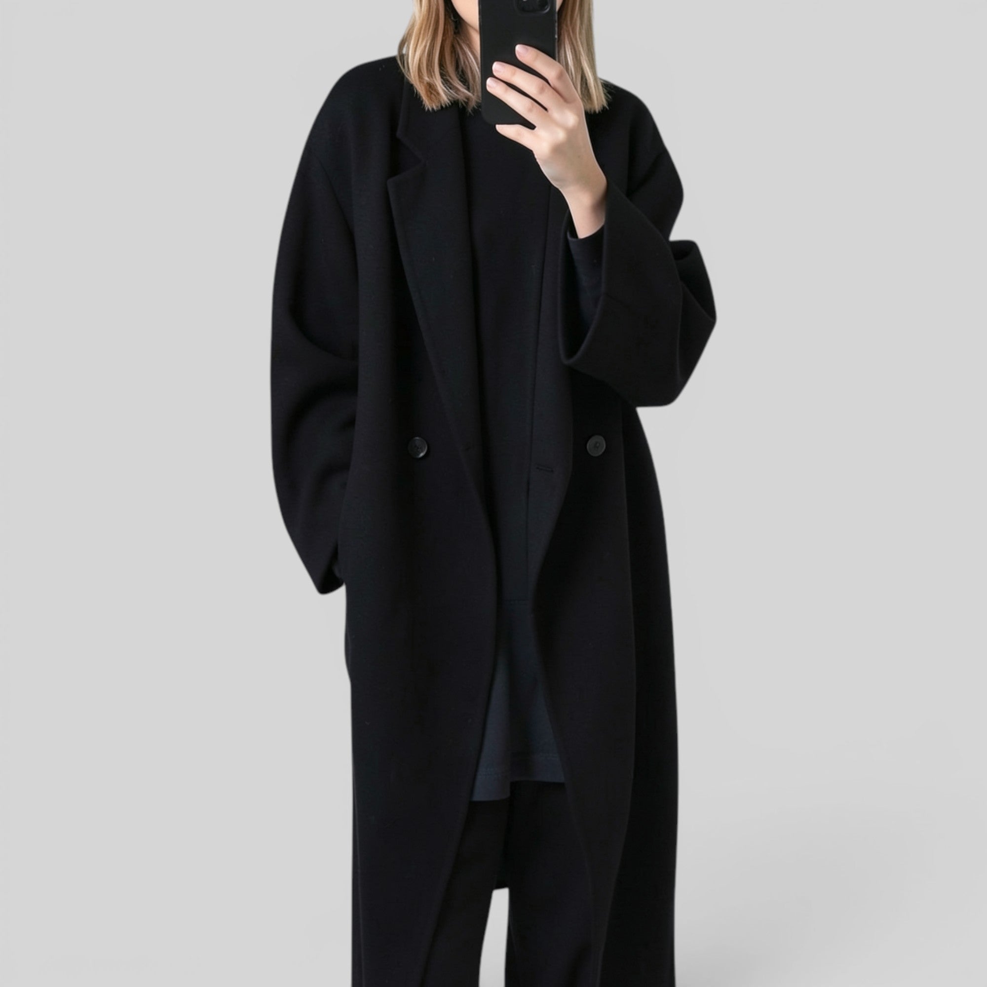 Ellmont London | Women's Trench Coat Long Oversized Warm Button-Up Coat