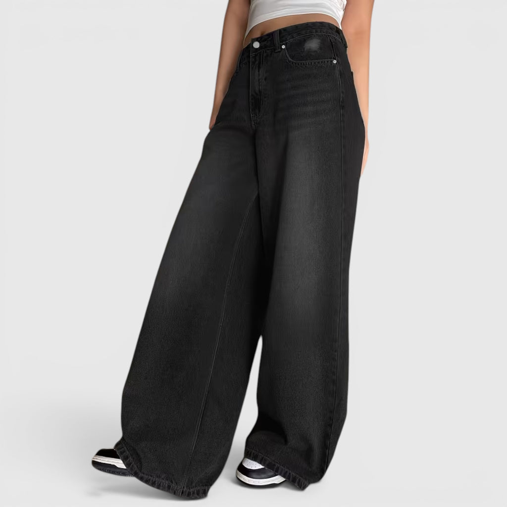 Ellmont London | Women's Oversized Baggy Jeans Loose Fit Floor Length Denim