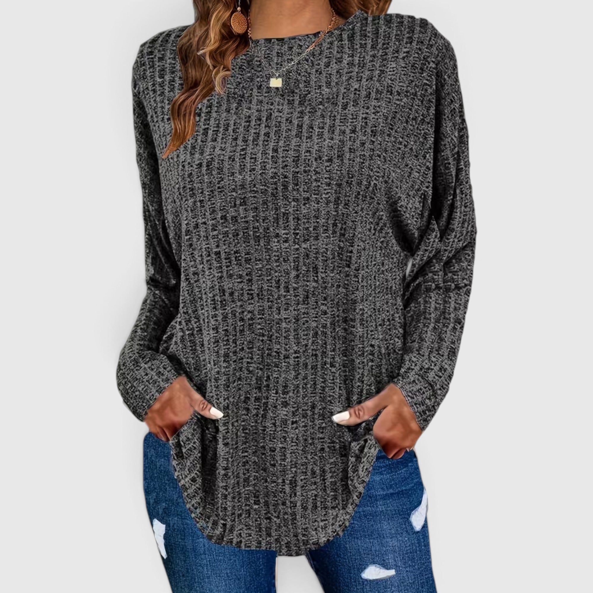 Lola | Women's Plus Size Crewneck Sweater – Relaxed Fit Long Sleeve Casual Top