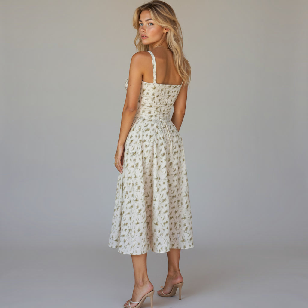 Ellmont London | Women's Corset Midi Dress with Side Slit
