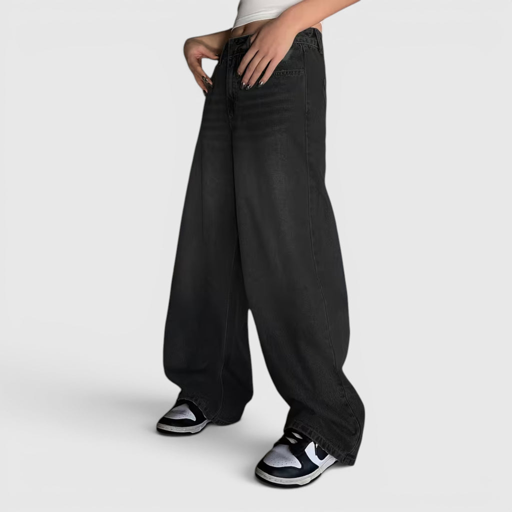 Ellmont London | Women's Oversized Baggy Jeans Loose Fit Floor Length Denim