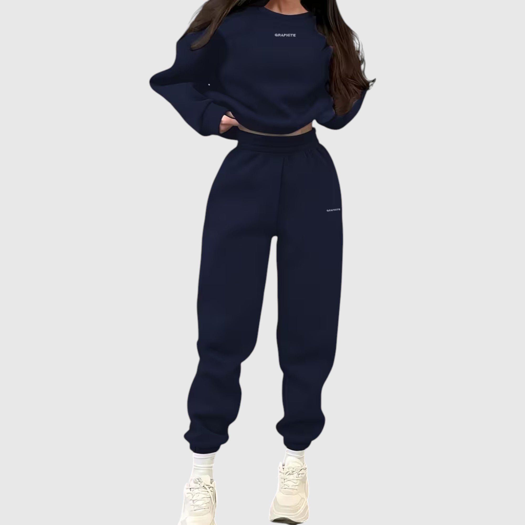 Hazel | Women's Loose Fit Embroidered Tracksuit Two-Piece Lounge Set