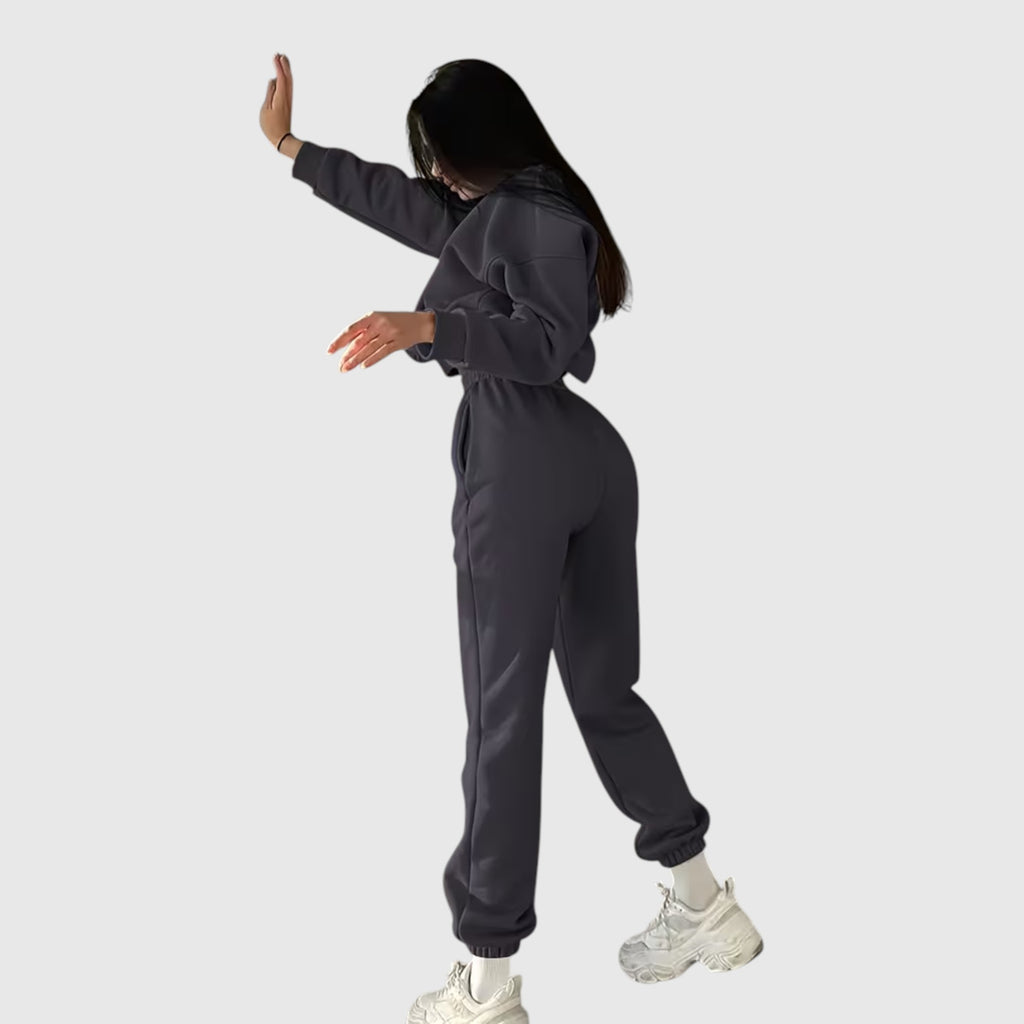 Hazel | Women's Loose Fit Embroidered Tracksuit Two-Piece Lounge Set