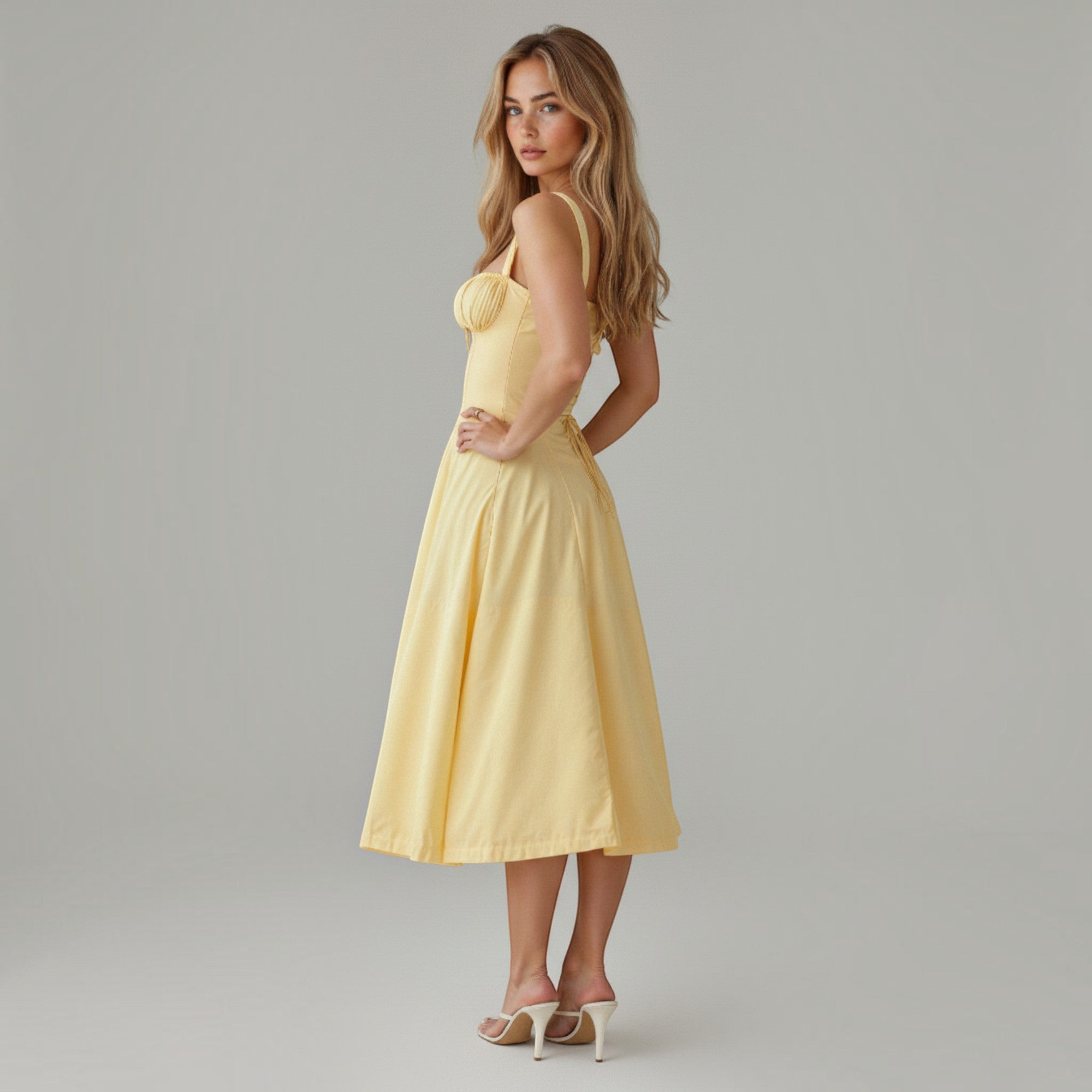Ellmont London | Women's Corset Midi Dress with Side Slit