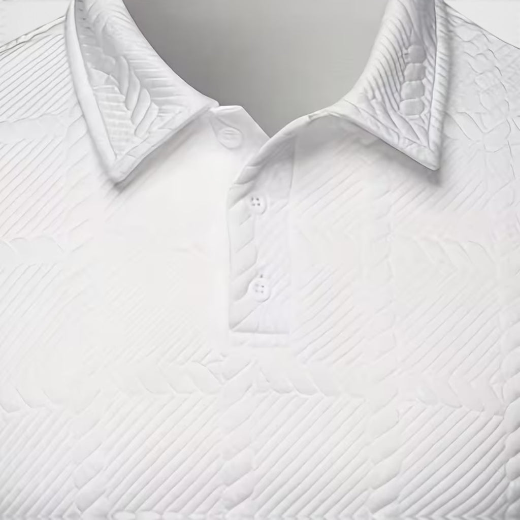 Lewis | Men's Textured Polo Shirt Casual Knit Long Sleeve for Daily Wear