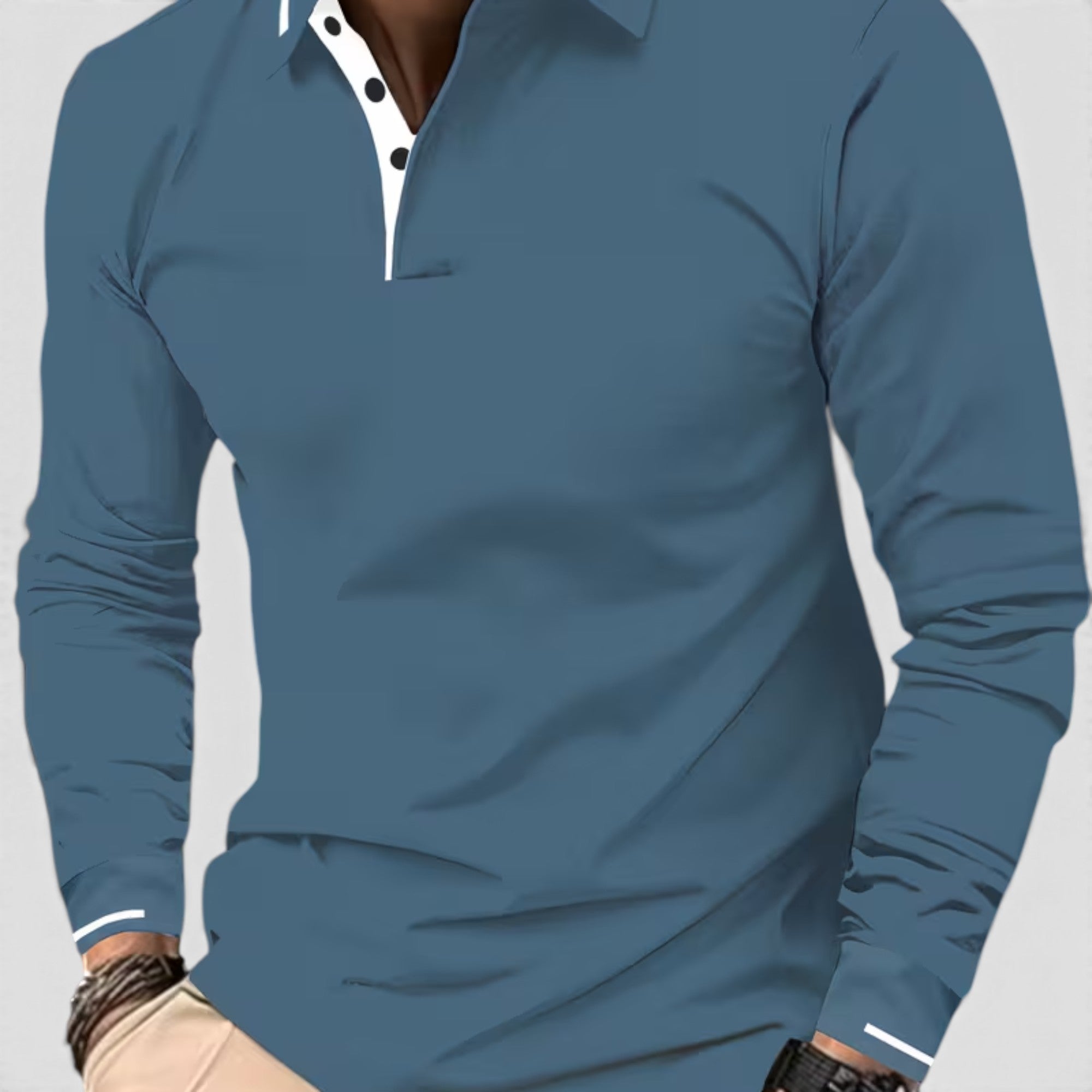 Isaac | Men's Casual Polo Shirt Long Sleeve Rib-Knit Everyday Wear