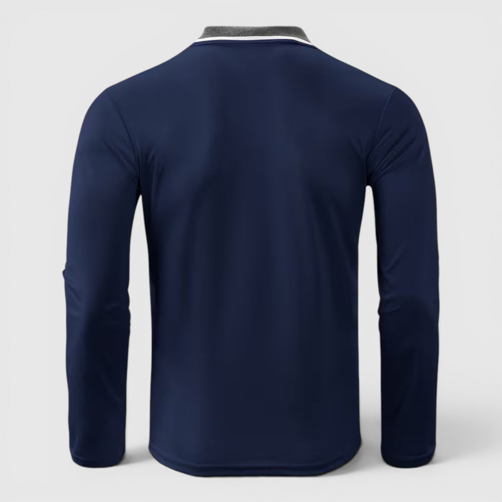 Ellmont London | Men's Long Sleeve Polo Shirt Contrast Collar Regular Fit Button Up