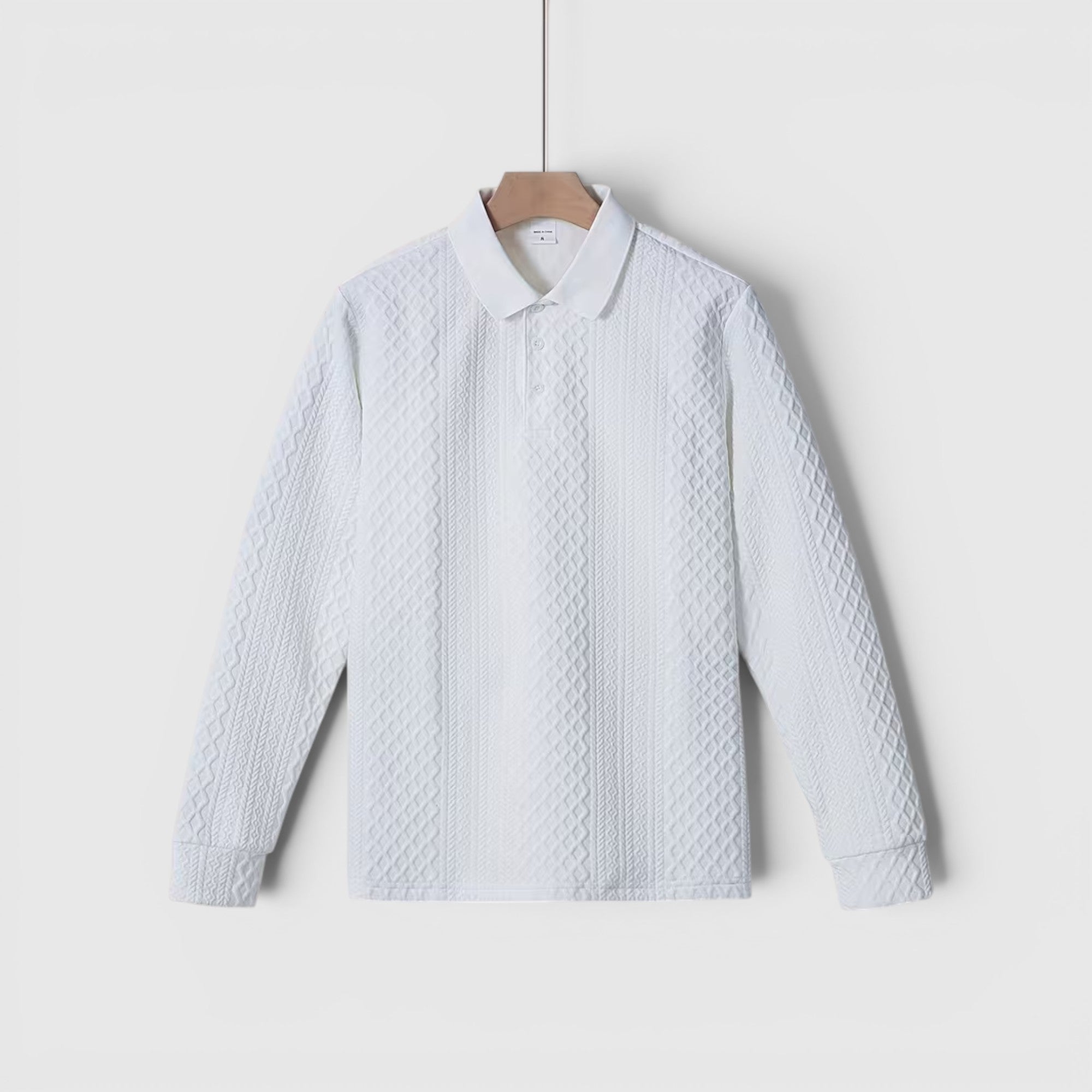 Karl | Men's Long Sleeve Jacquard Polo Shirt Crewneck Sweater Look