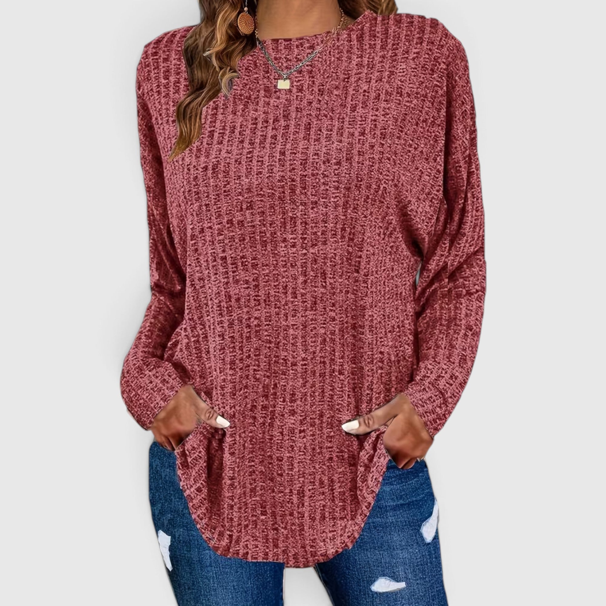 Lola | Women's Plus Size Crewneck Sweater – Relaxed Fit Long Sleeve Casual Top