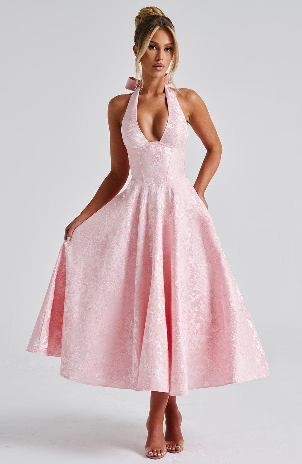 Quinn | Women’s Wedding Guest Dress Halter Midi Dress