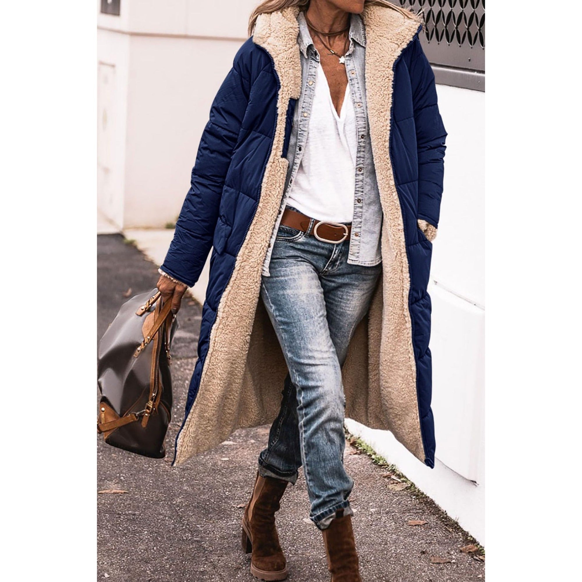Lianne | Reversible Sherpa Coat - Blue