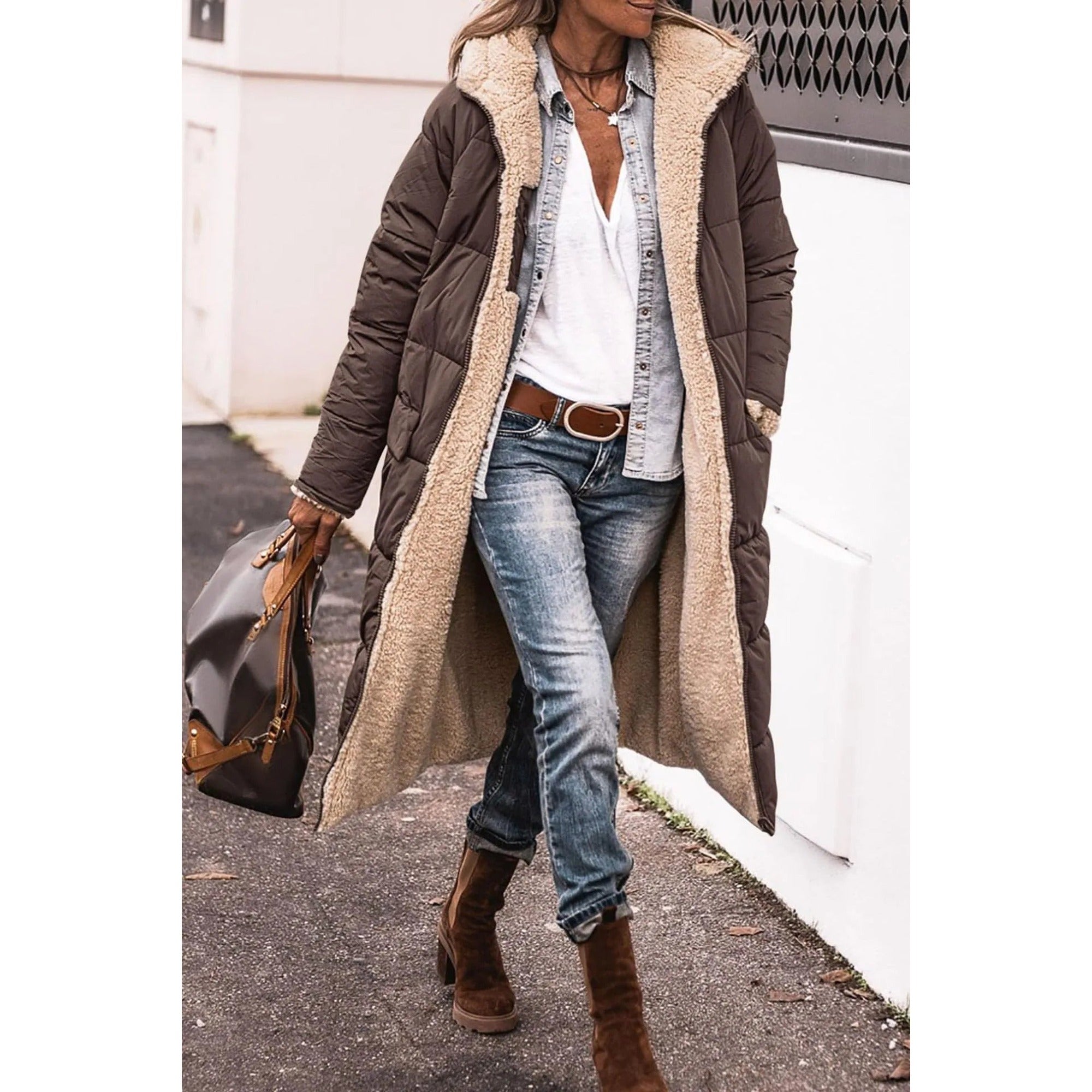 Lianne | Reversible Sherpa Coat - Brown