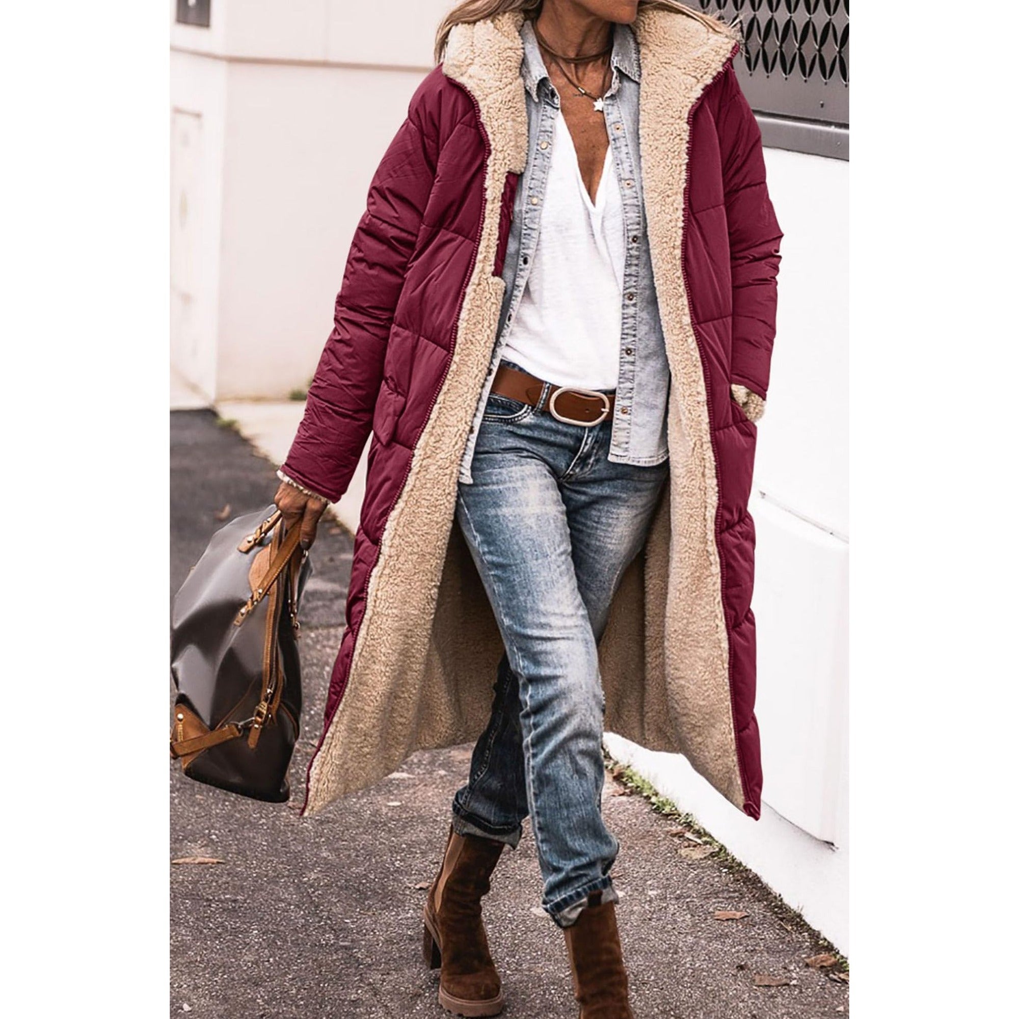 Lianne | Reversible Sherpa Coat - Red