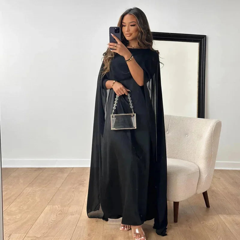Kitty | Women's Wedding Guest Cape Maxi Dress