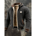 Simon | Men's Quilted Jacket Fleece-Lined Hooded Full-Zip Sherpa Coat - Gray