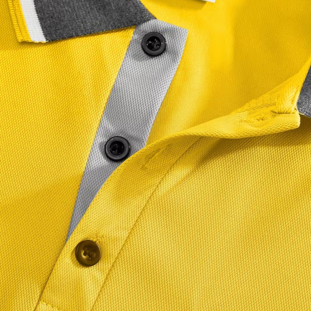 Ellmont London | Men's Long Sleeve Polo Shirt Contrast Collar Regular Fit Button Up