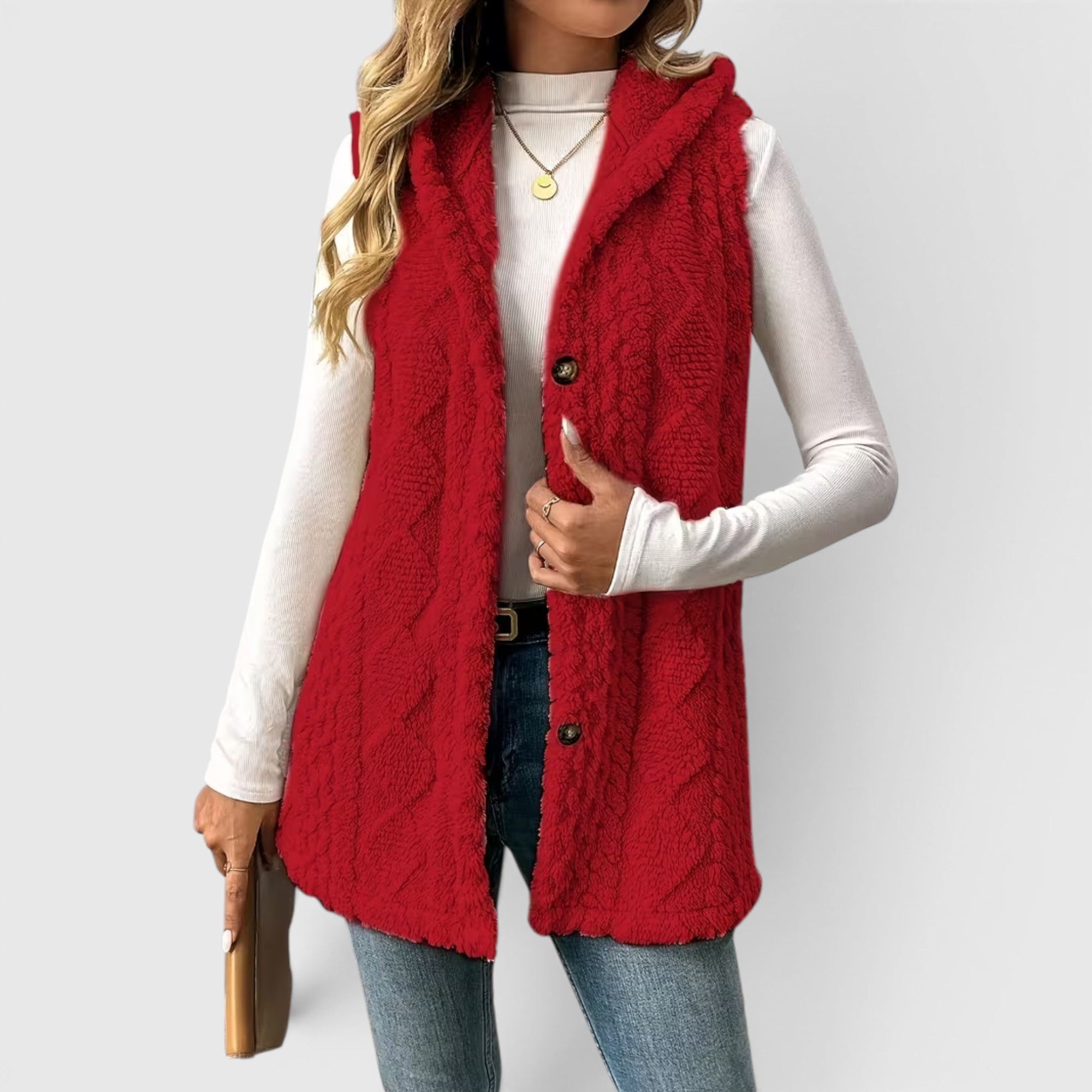 Ellmont London | Women's Warm Vest Button Front Hooded Outerwear