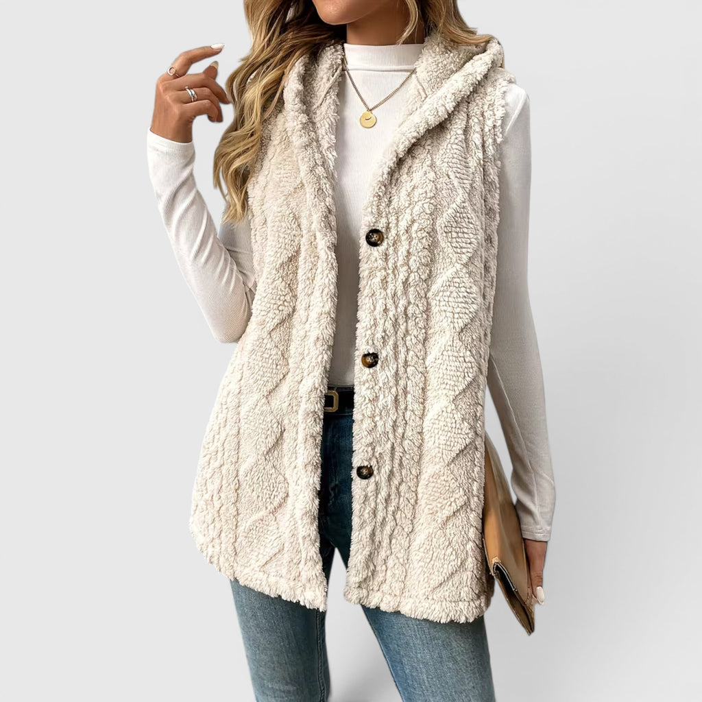 Ellmont London | Women's Warm Vest Button Front Hooded Outerwear