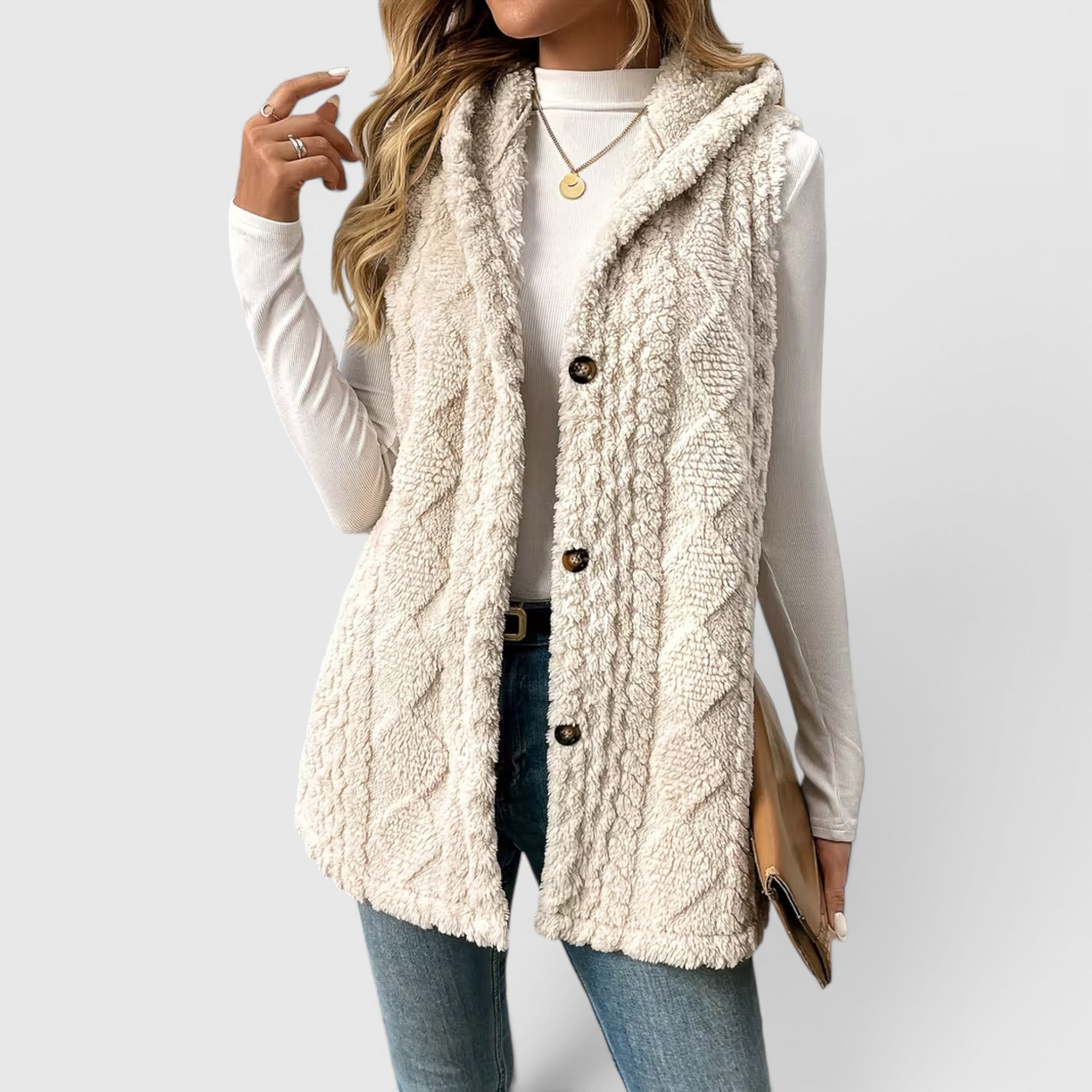 Ellmont London | Women's Warm Vest Button Front Hooded Outerwear