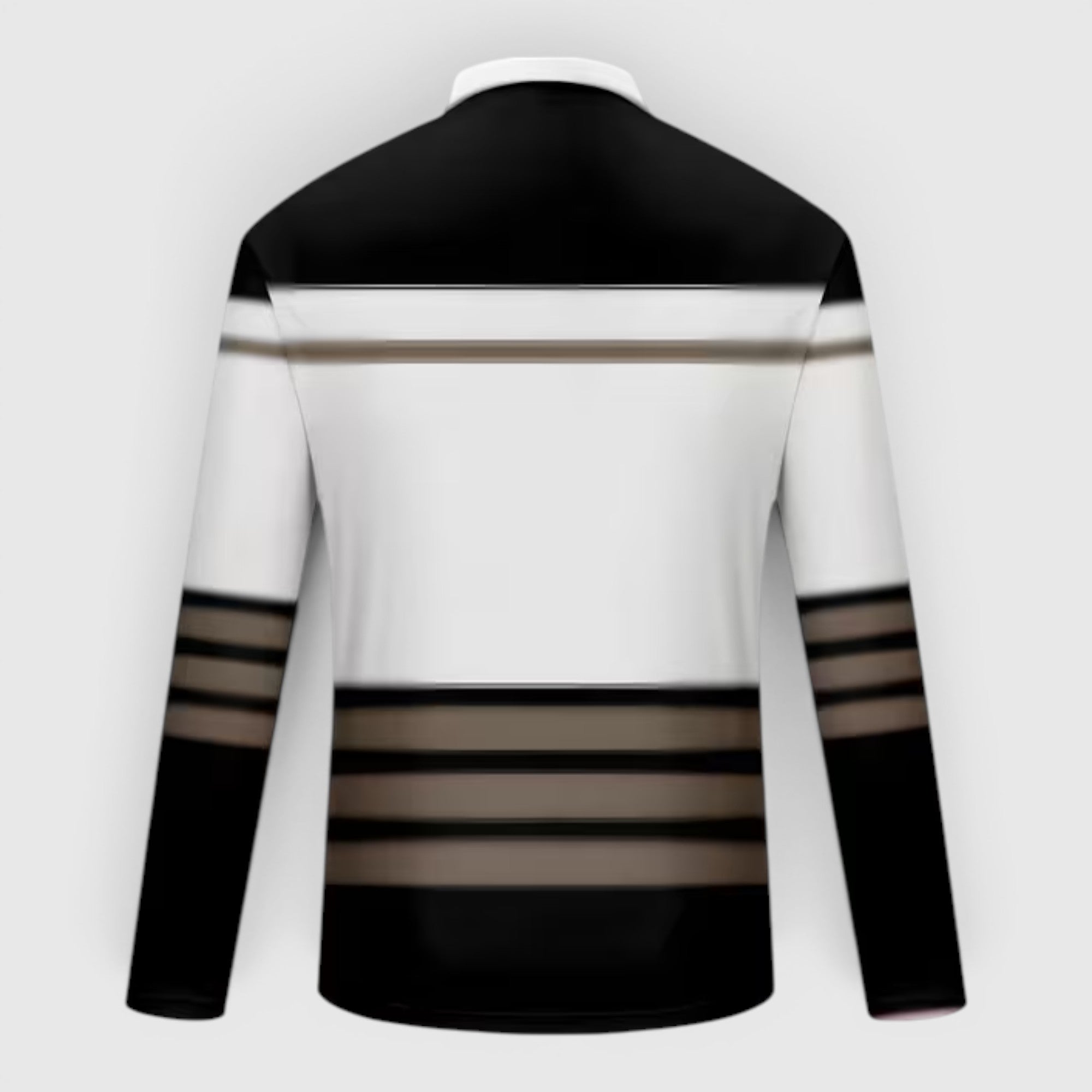 Harvey | Men's Polo Shirt Long Sleeve Stripe Print Quarter Zip Casual Wear