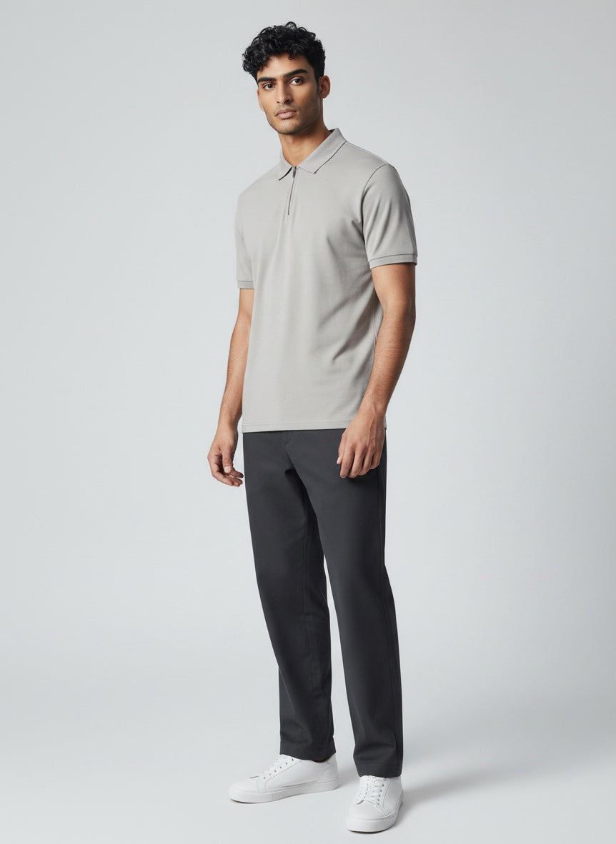 Ellmont London | Men’s Lightweight Zip Polo Shirt Everyday Style