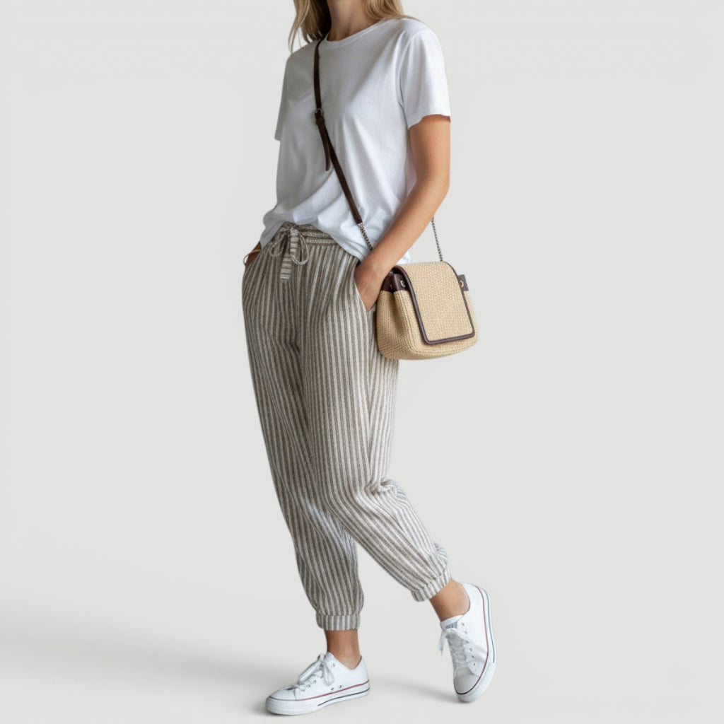 Ellmont London | Women's Lightweight Holiday Trousers Relaxed Wide summer Leg Fit
