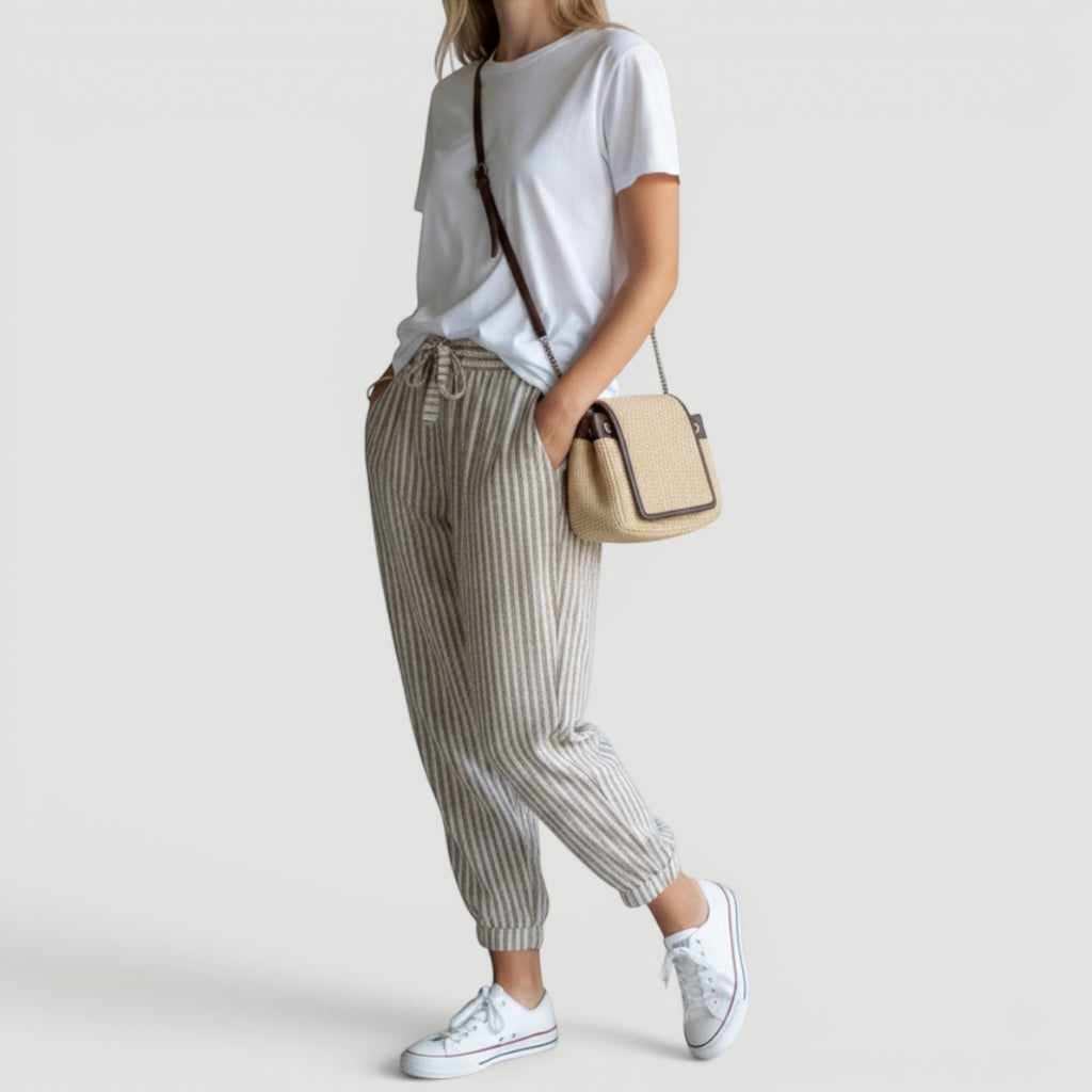 Ellmont London | Women's Lightweight Holiday Trousers Relaxed Wide summer Leg Fit