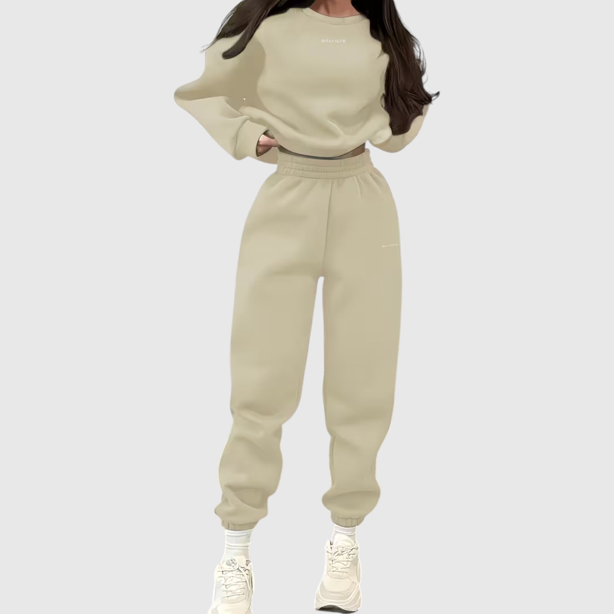 Hazel | Women's Loose Fit Embroidered Tracksuit Two-Piece Lounge Set
