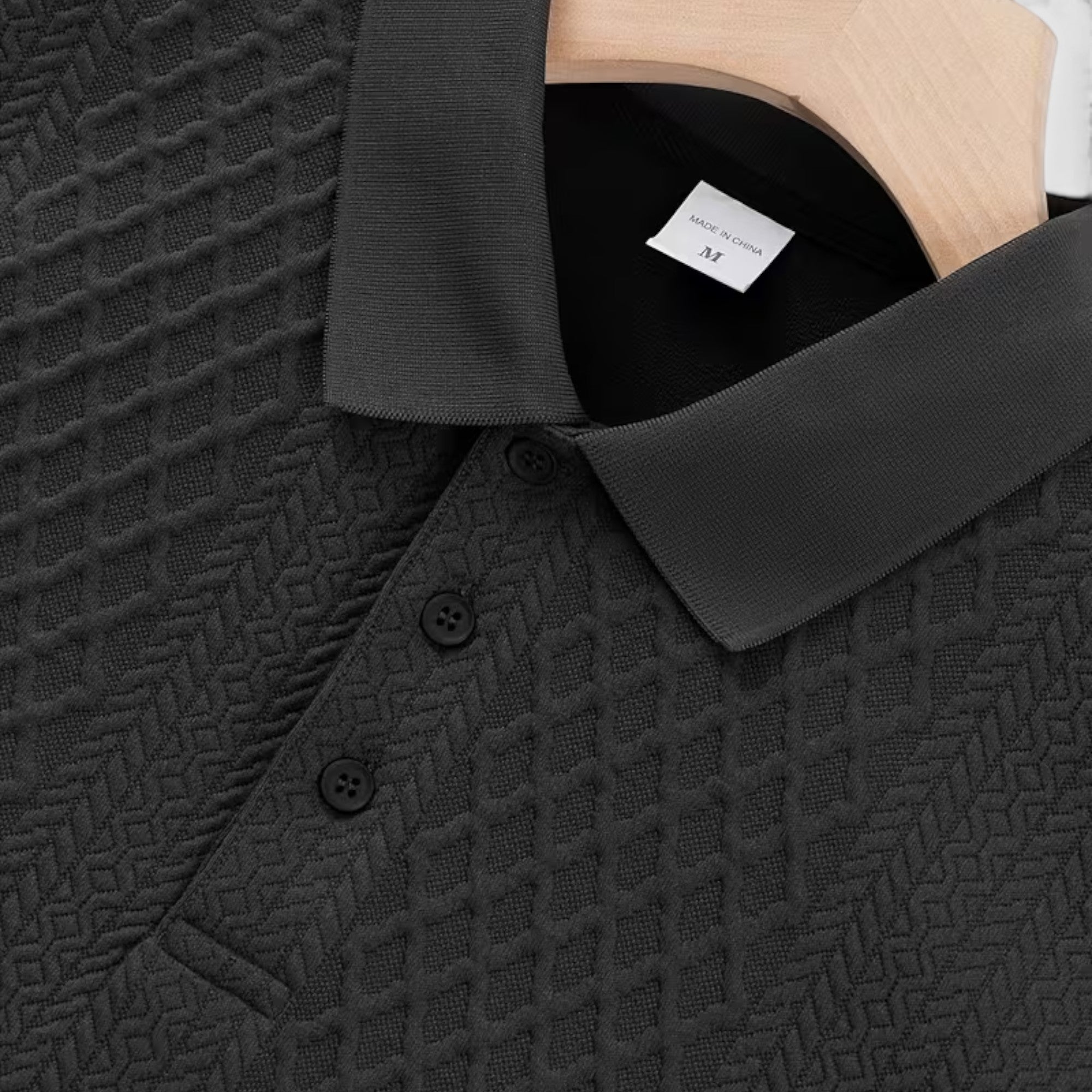 Karl | Men's Long Sleeve Jacquard Polo Shirt Crewneck Sweater Look