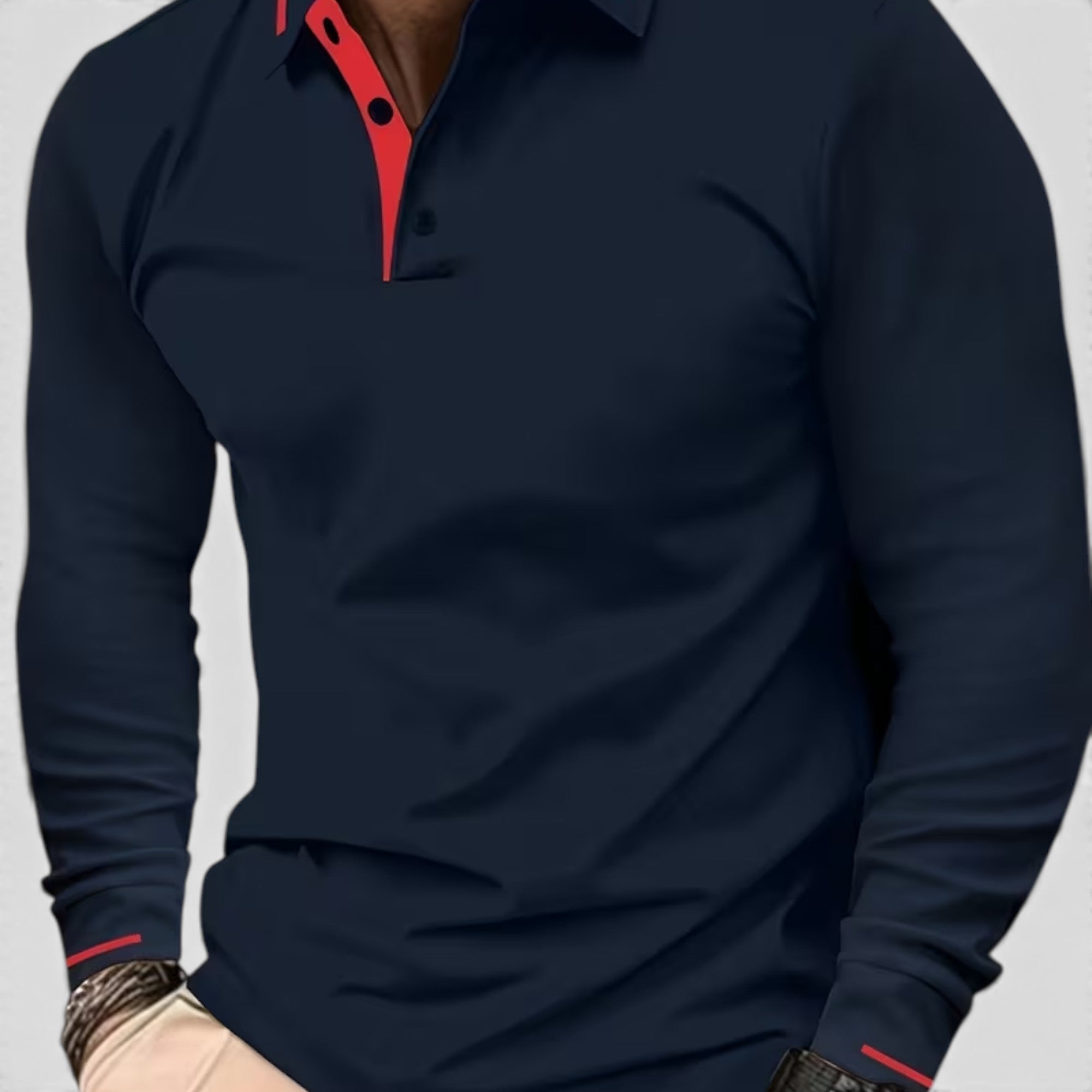 Isaac | Men's Casual Polo Shirt Long Sleeve Rib-Knit Everyday Wear