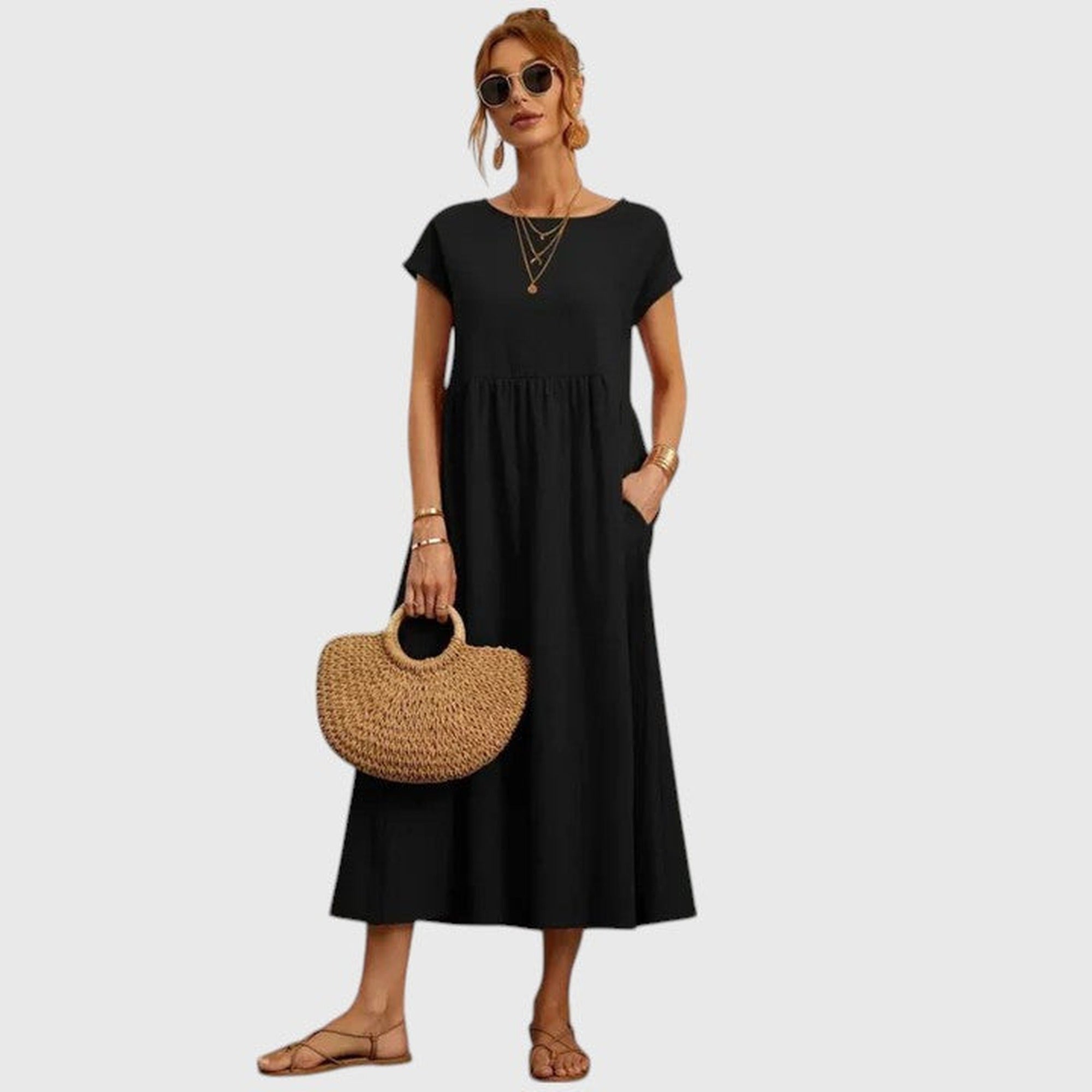 Daphne | Comfortable Midi Dress - Black